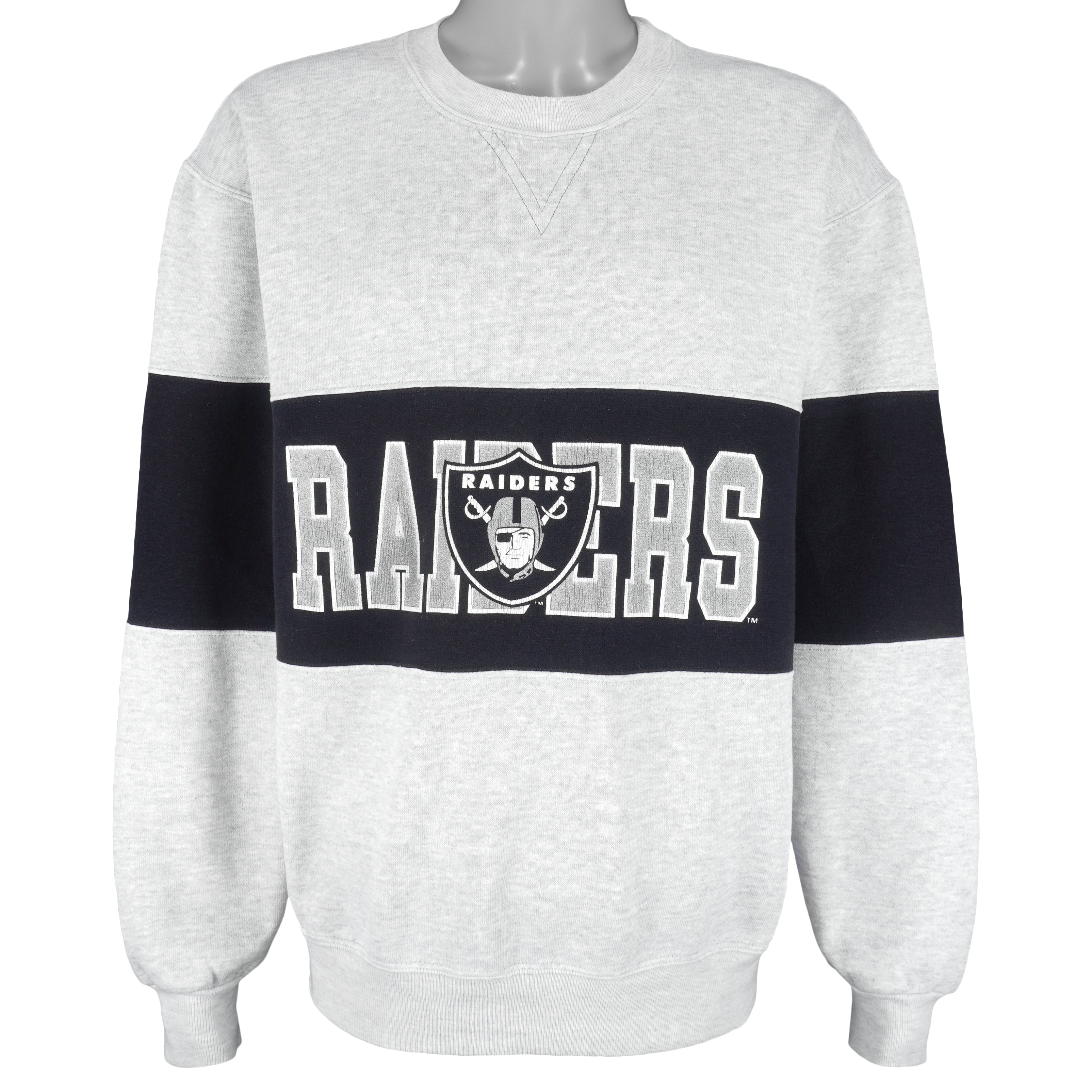 NFL - Oakland Raiders Big Logo Crew Neck Sweatshirt 1990s XX-Large Vintage Retro Football