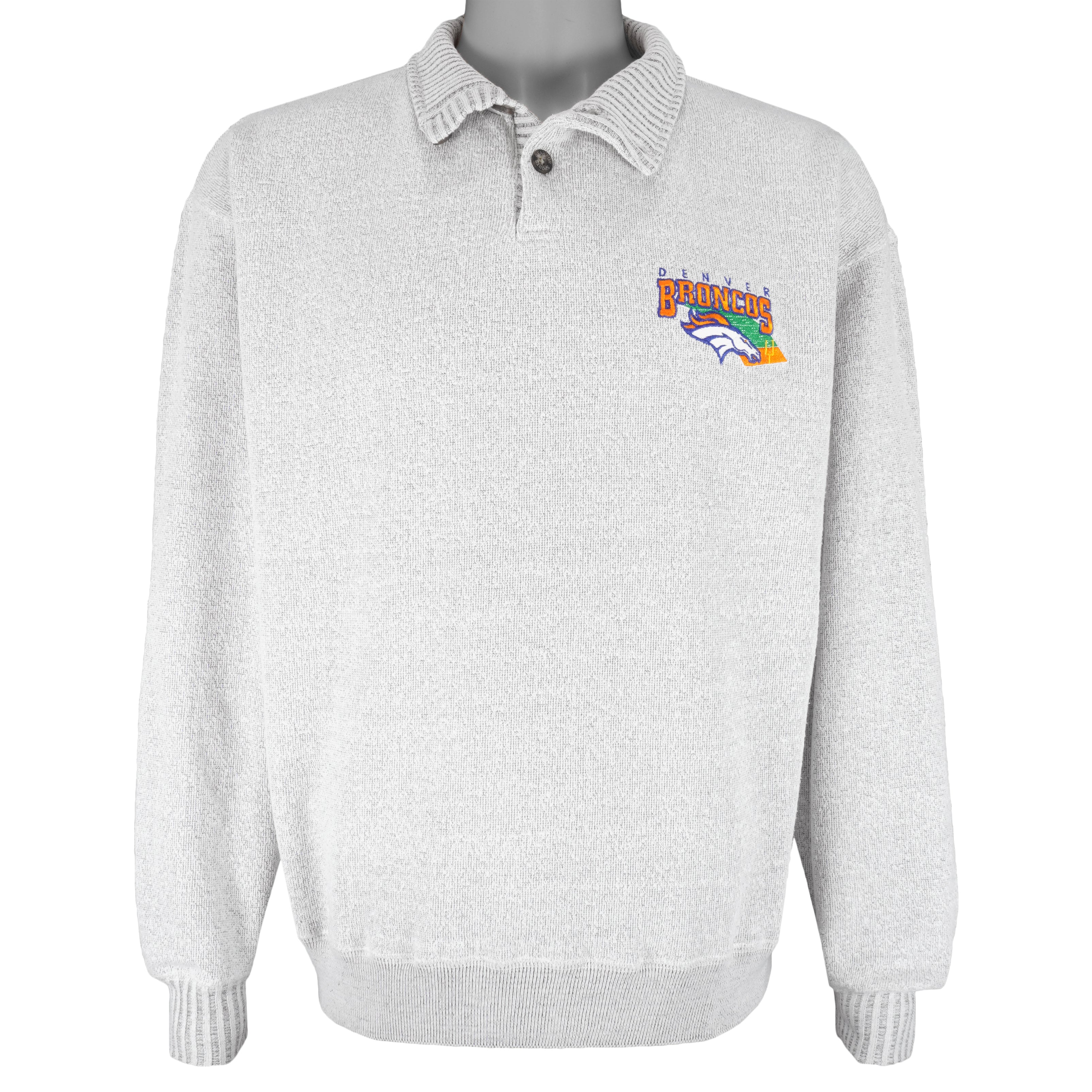 NFL (Gear) - Denver Broncos 1/4 Button Sweatshirt 1990s Large