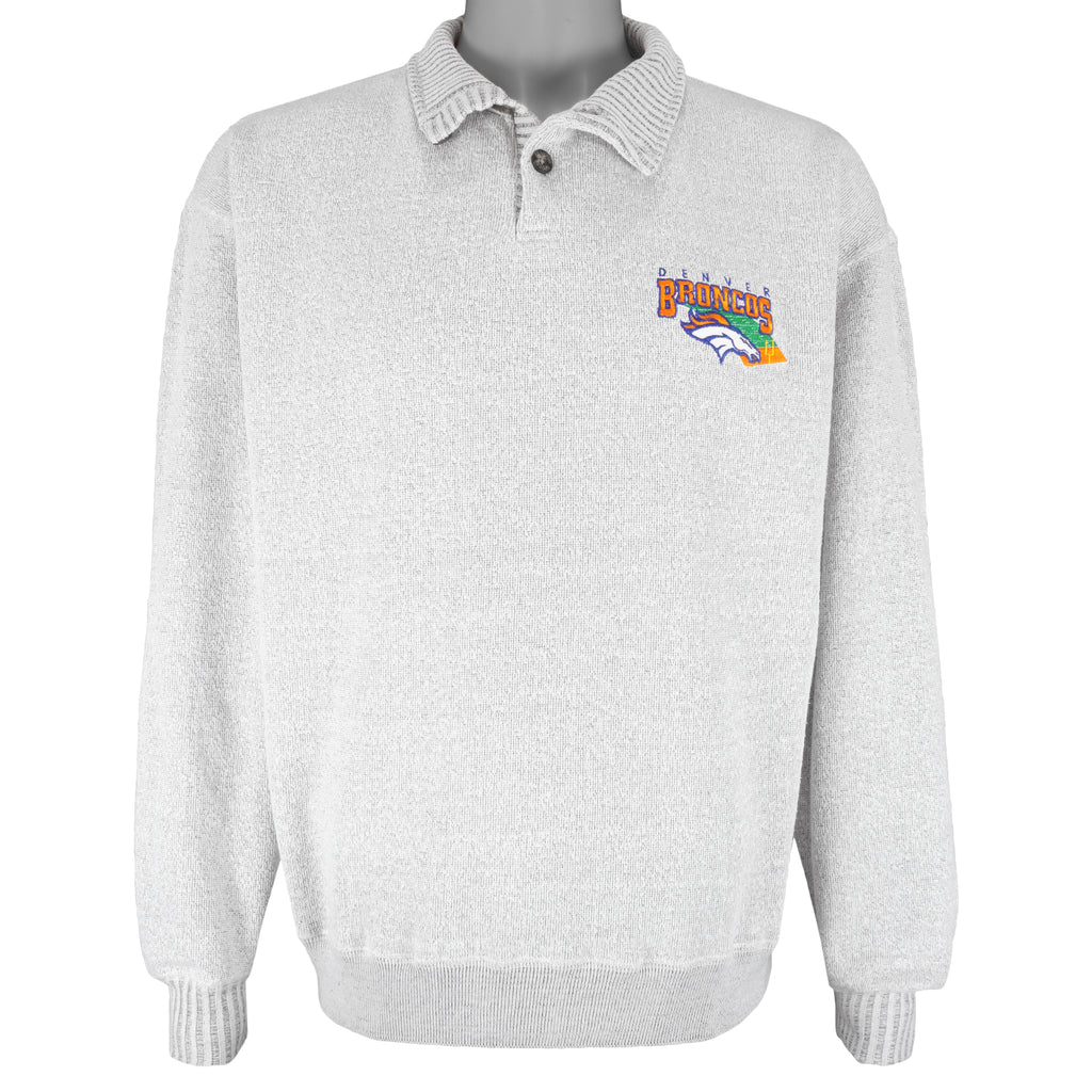 NFL (Gear) - Denver Broncos 1/4 Button Sweatshirt 1990s Large