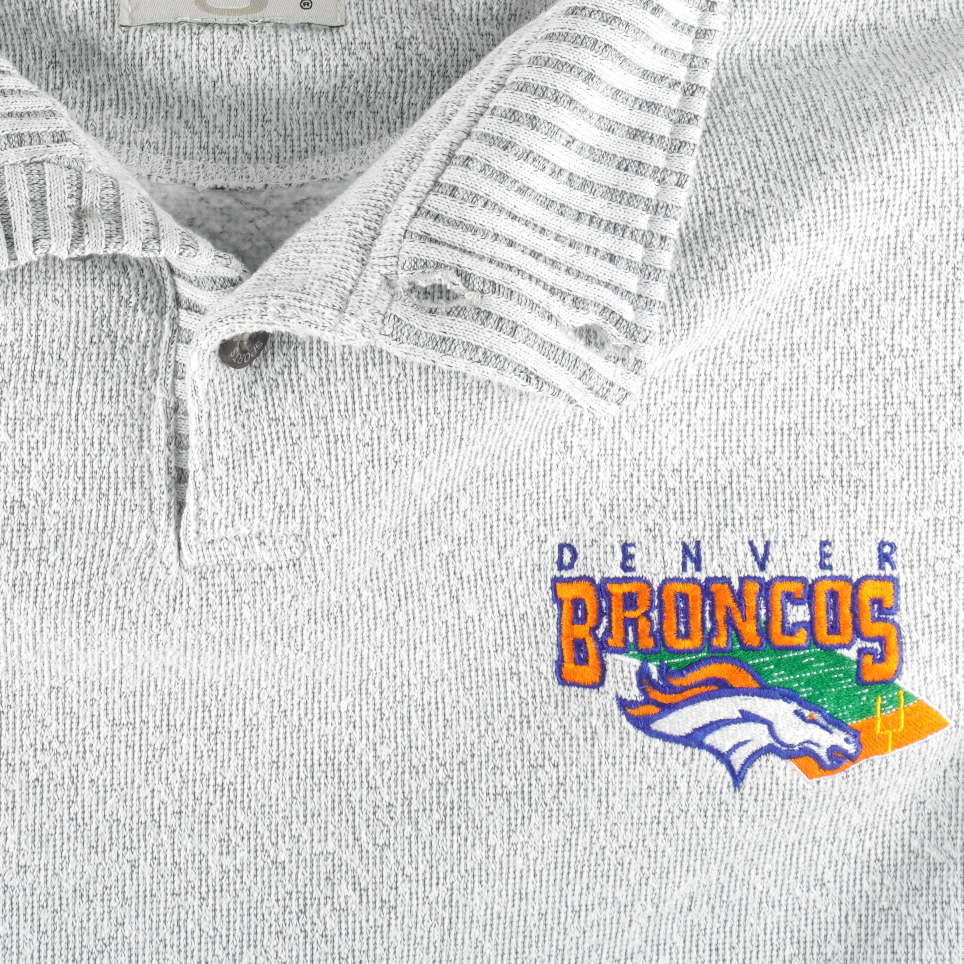 NFL (Gear) - Denver Broncos 1/4 Button Sweatshirt 1990s Large
