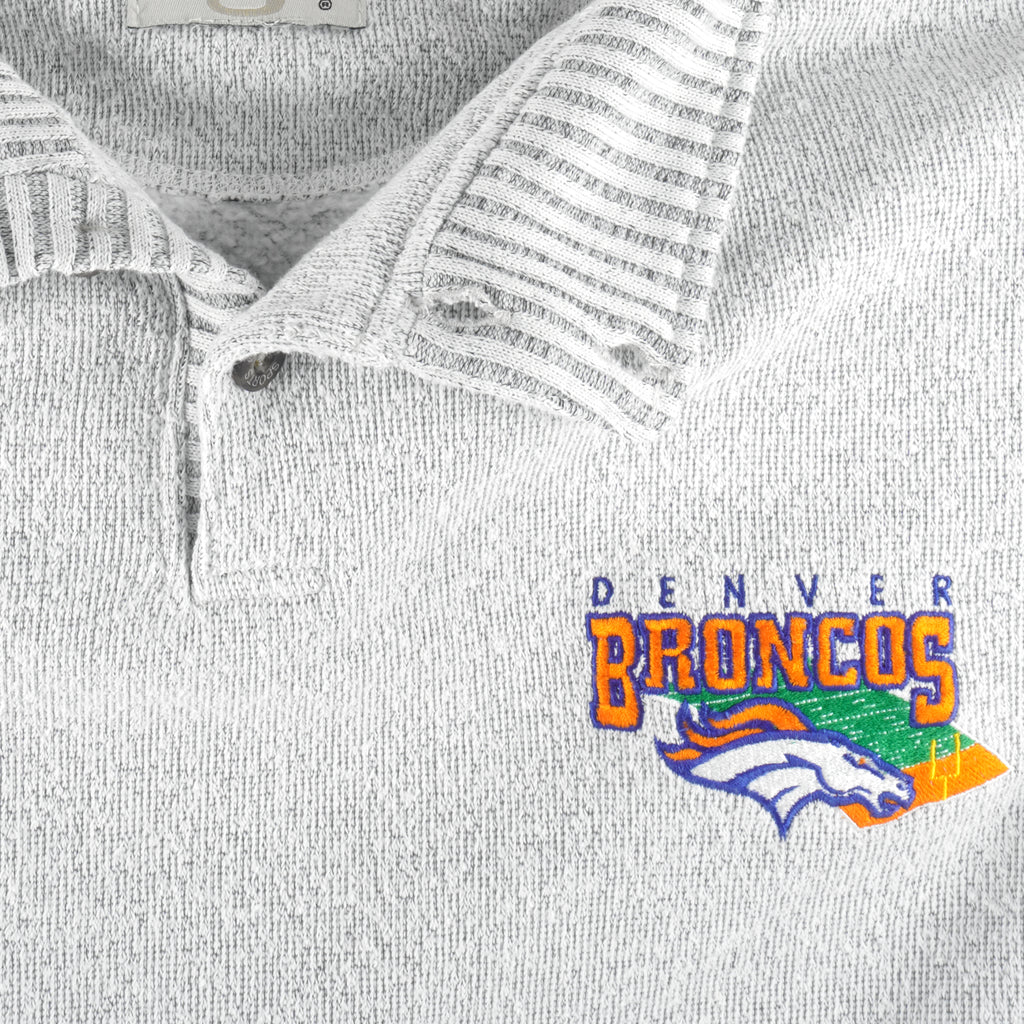 NFL (Gear) - Denver Broncos 1/4 Button Sweatshirt 1990s Large
