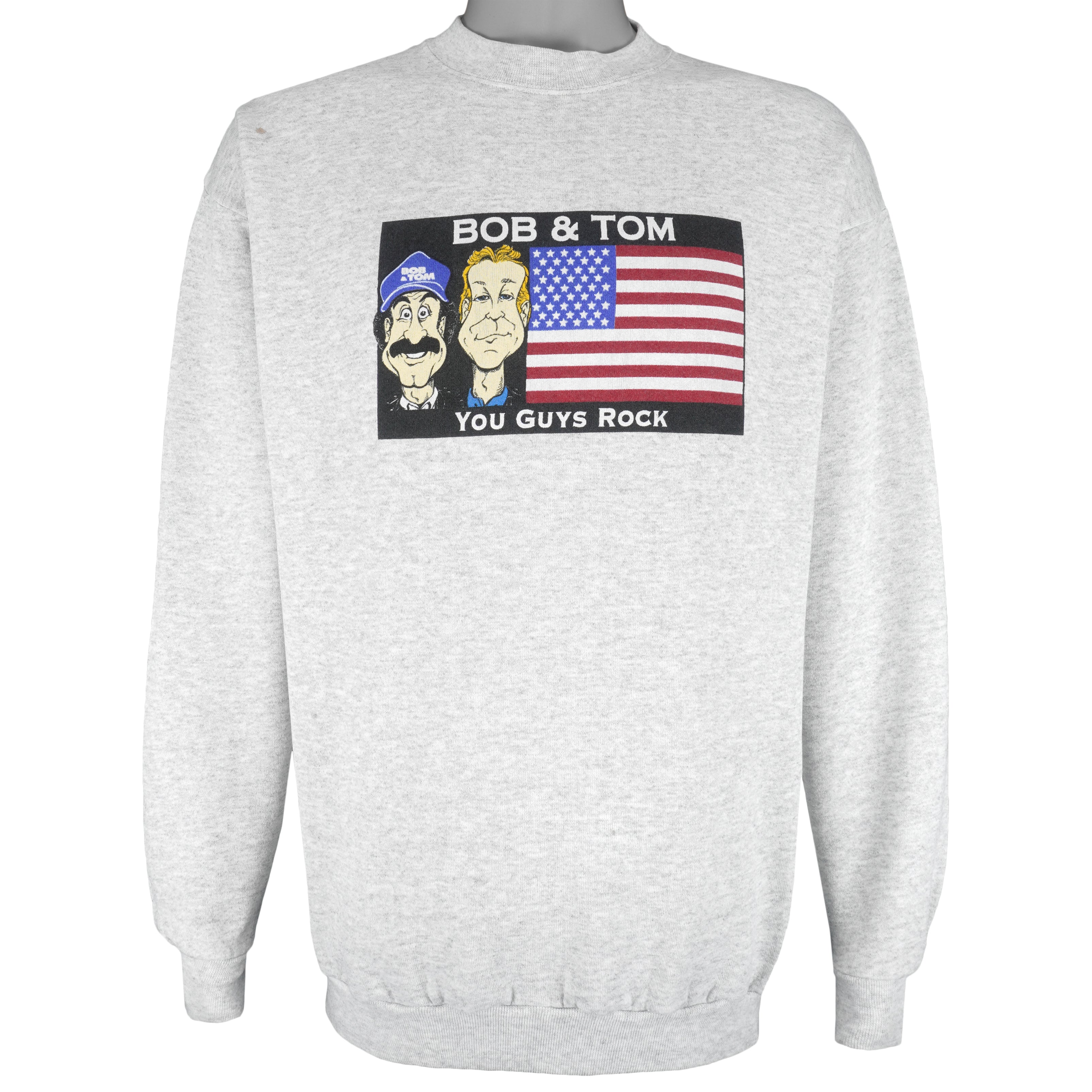 Vintage (Logo 7) - The Bob & Tom Show Crew Neck Sweatshirt 1990s Large Vintage Retro