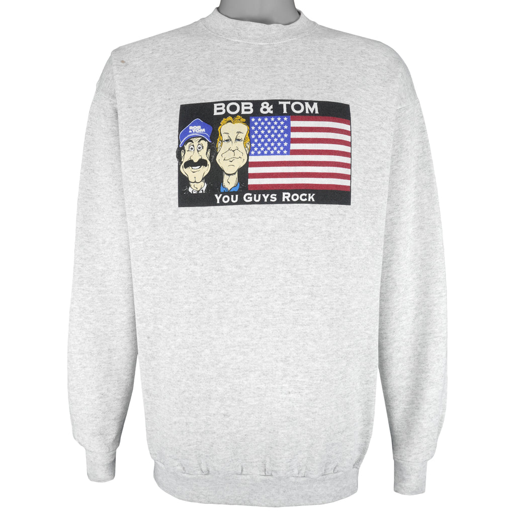 Vintage (Logo 7) - The Bob & Tom Show Crew Neck Sweatshirt 1990s Large Vintage Retro