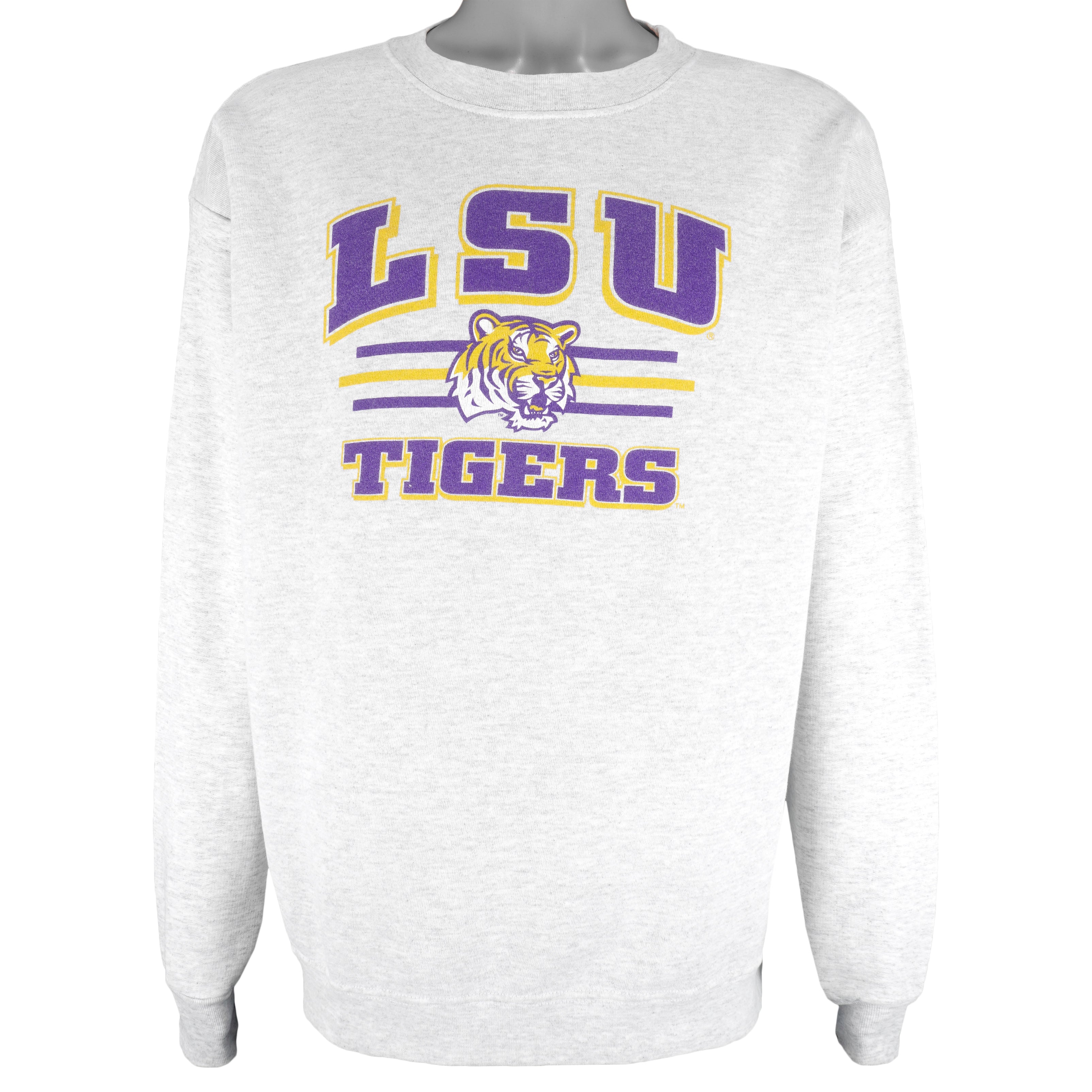 NCAA - LSU Tigers Big Logo Crew Neck Sweatshirt 1990s X-Large Vintage Retro Football College