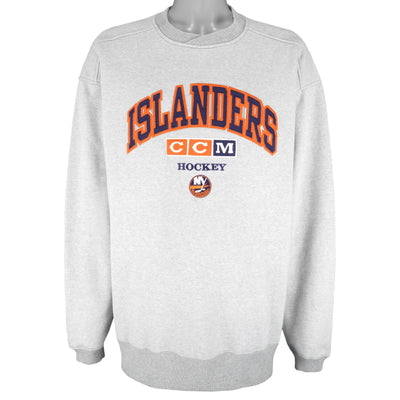 NHL (CCM) - New York Islanders Embroidered Crew Neck Sweatshirt 1990s Large