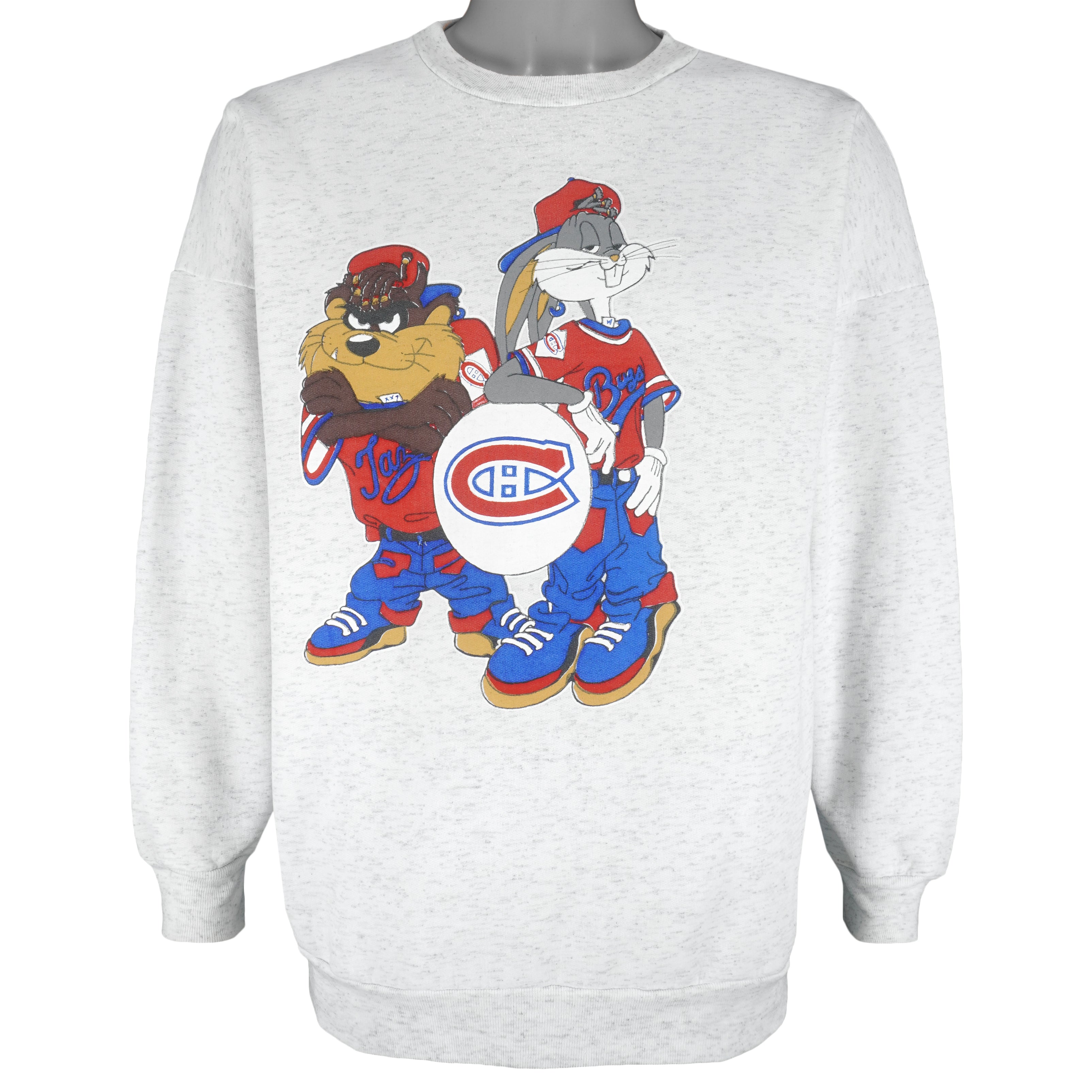 NHL - Montreal Canadiens x Looney Tunes Crew Neck Sweatshirt 1990s Large Vintage Retro