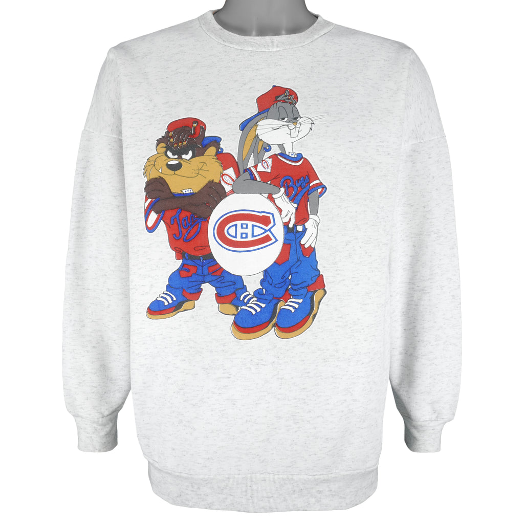 NHL - Montreal Canadiens x Looney Tunes Crew Neck Sweatshirt 1990s Large Vintage Retro