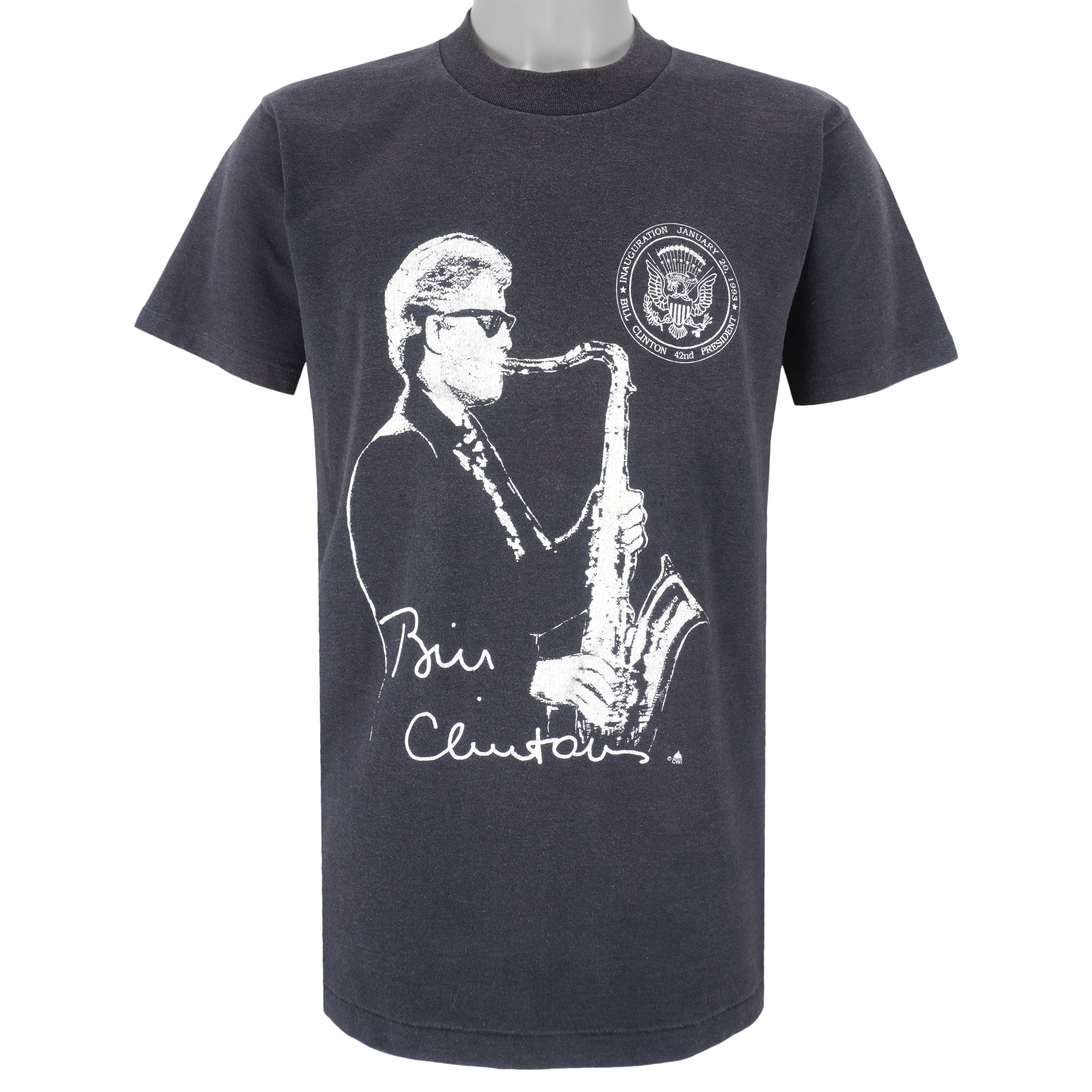 Vintage - Bill Clinton 42nd President and Jazz Single Stitch T-Shirt 1990s Medium Vintage Retro