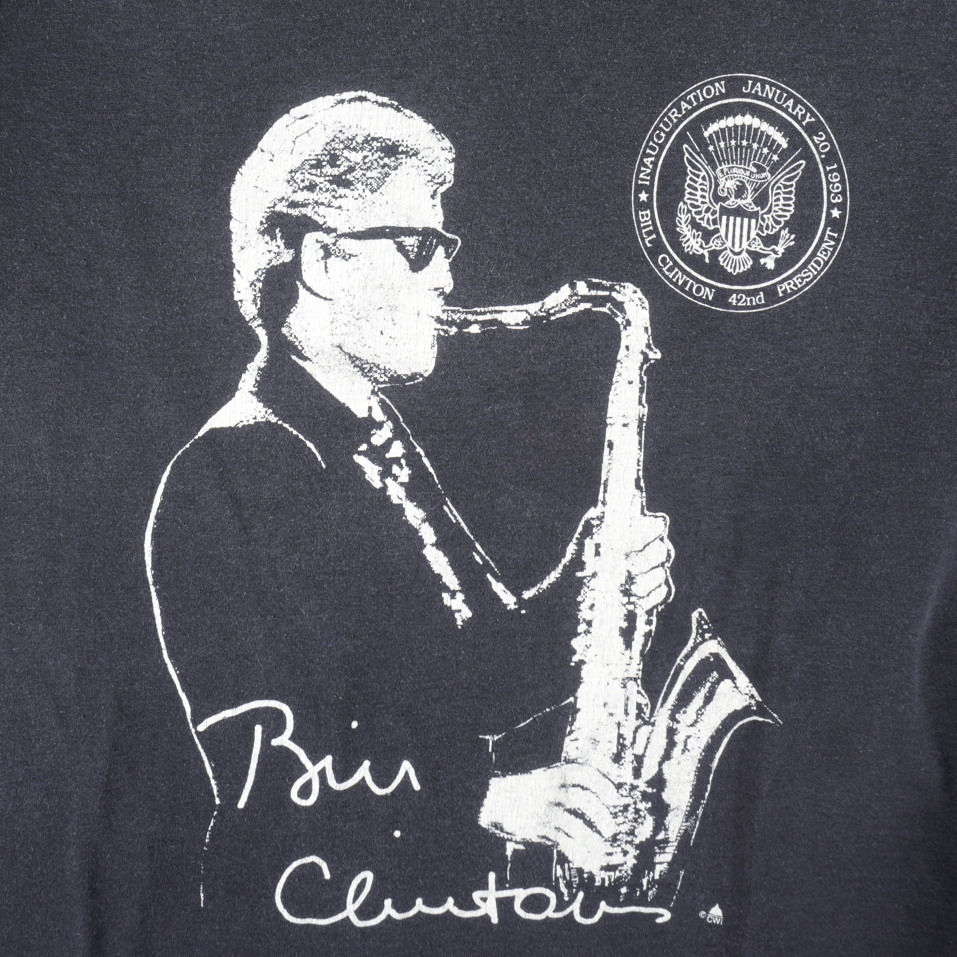 Vintage - Bill Clinton 42nd President and Jazz Single Stitch T-Shirt 1990s Medium Vintage Retro