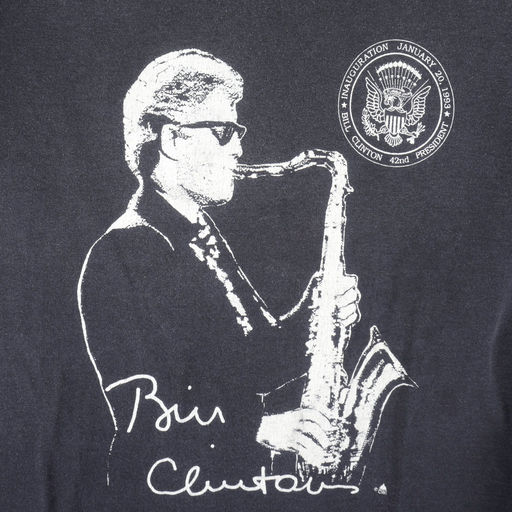 Vintage - Bill Clinton 42nd President and Jazz Single Stitch T-Shirt 1990s Medium Vintage Retro
