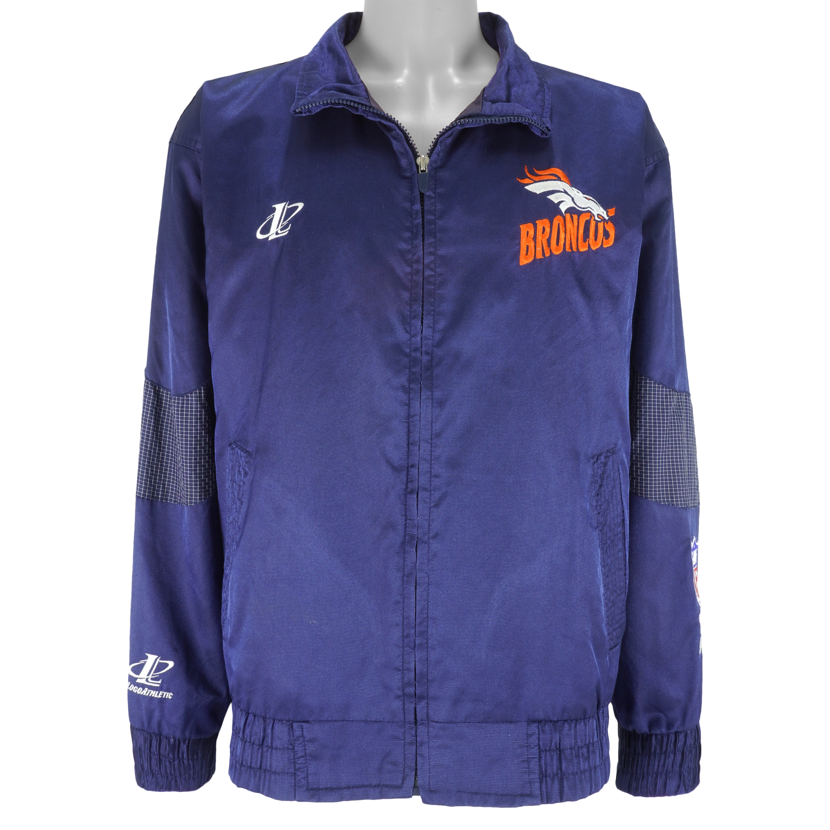 NFL (Pro Line) - Denver Broncos Embroidered Zip-Up Jacket 1990s Large Vintage Retro Football
