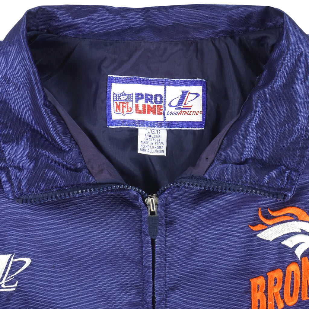 NFL (Pro Line) - Denver Broncos Embroidered Zip-Up Jacket 1990s Large Vintage Retro Football