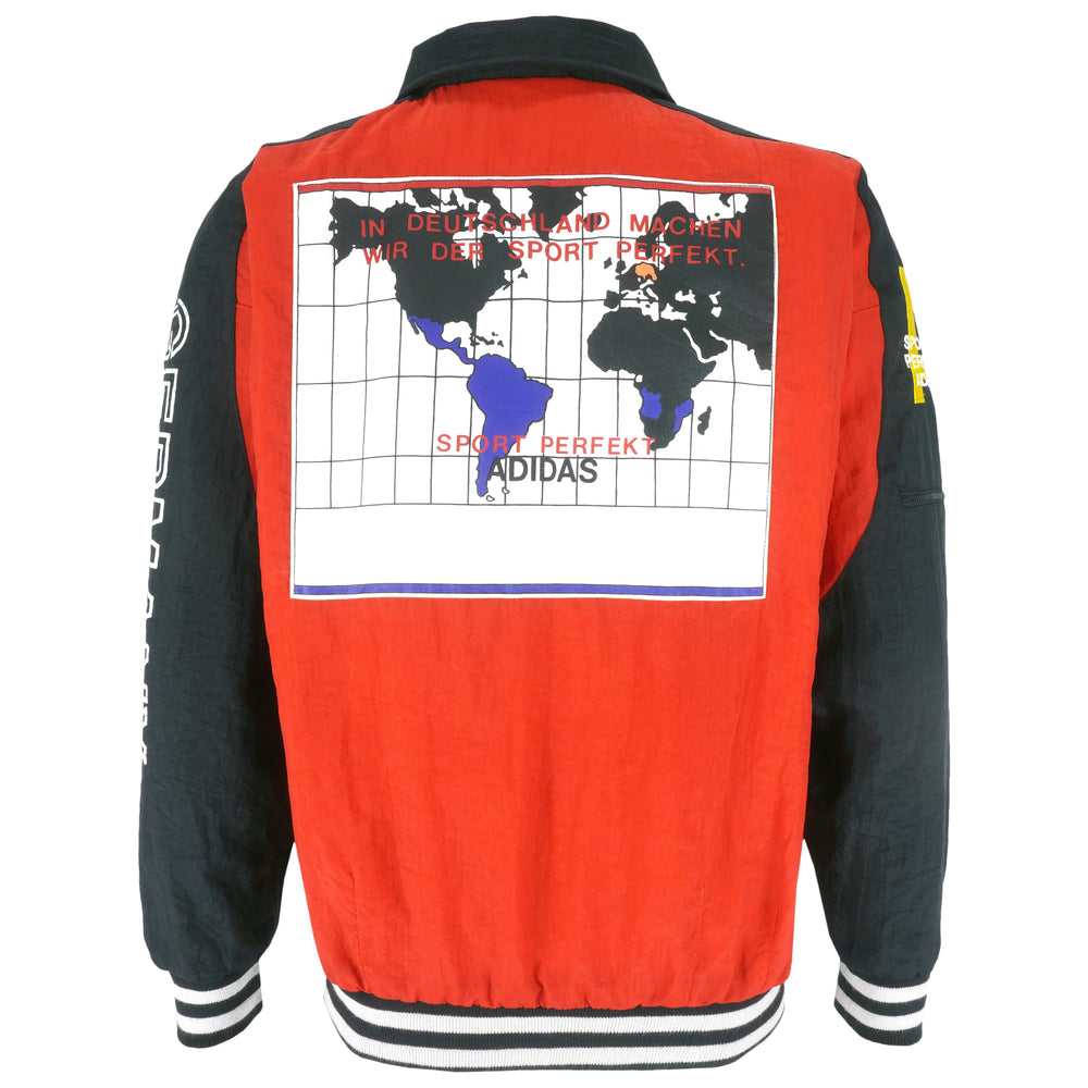 Adidas - Red Sport Perfekt Germany Map Jacket 1990s Large Vintage Retro