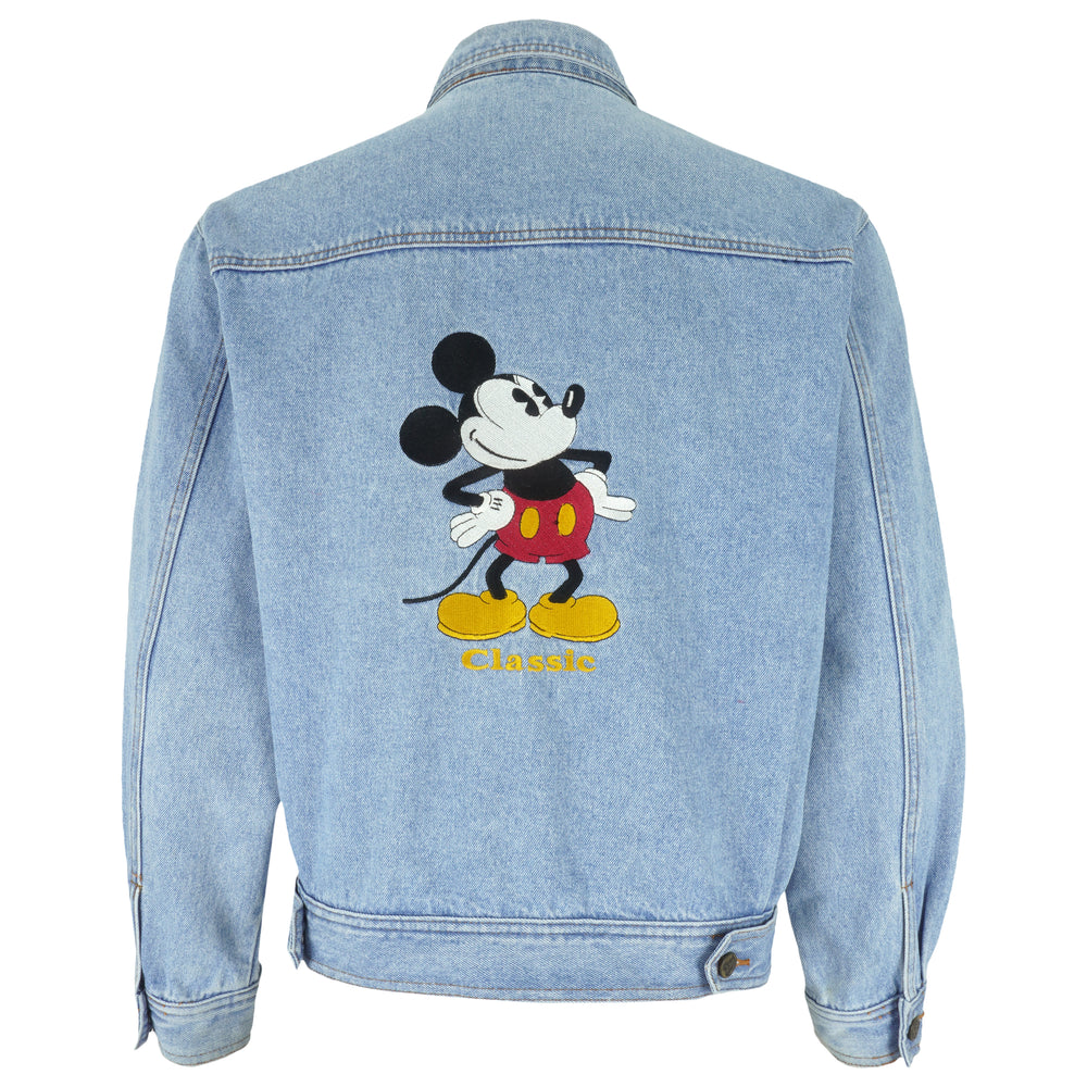 Disney - Athletic Mickey Mouse Button-Up Denim Jacket 1990s Medium Vintage Retro