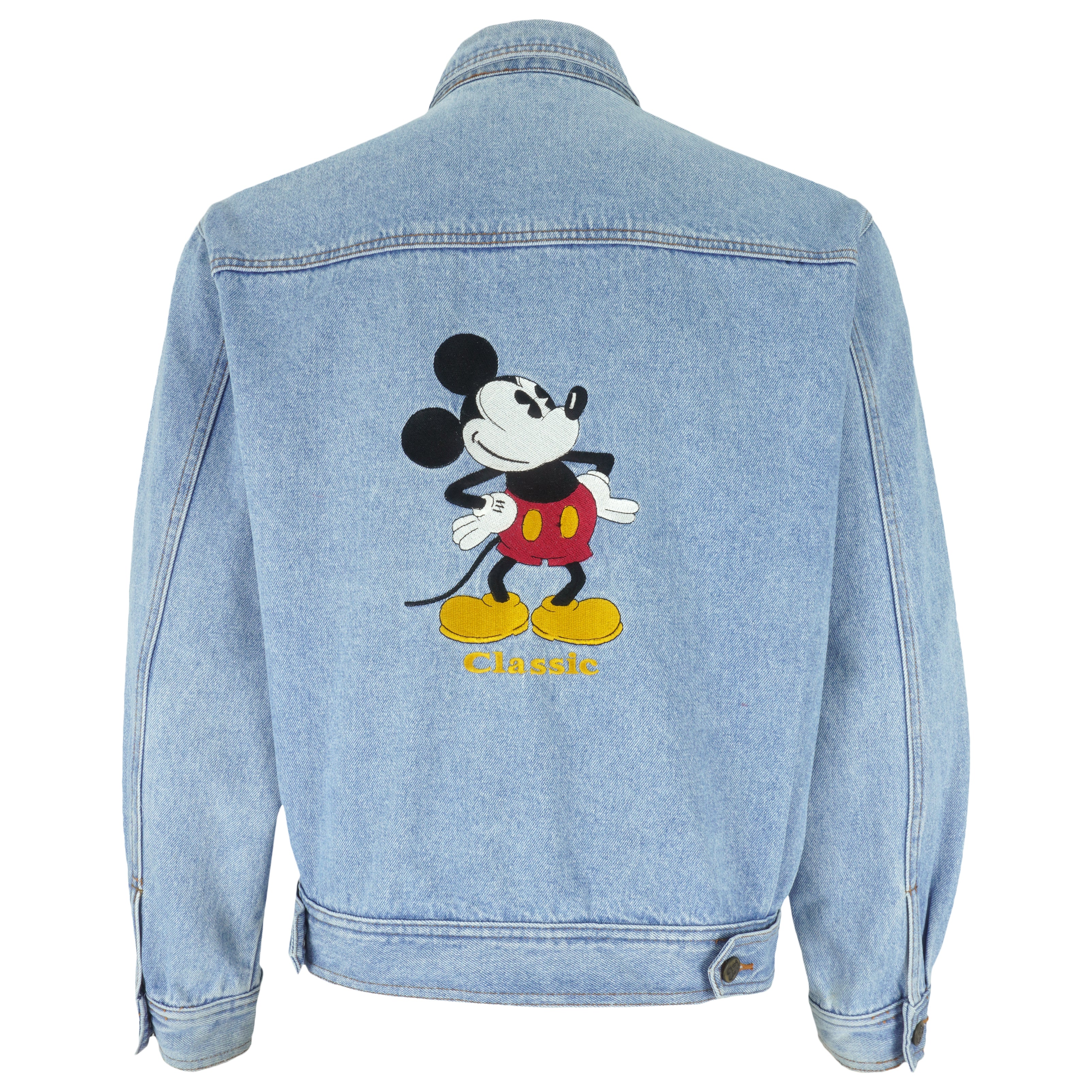 Disney - Athletic Mickey Mouse Button-Up Denim Jacket 1990s Medium Vintage Retro