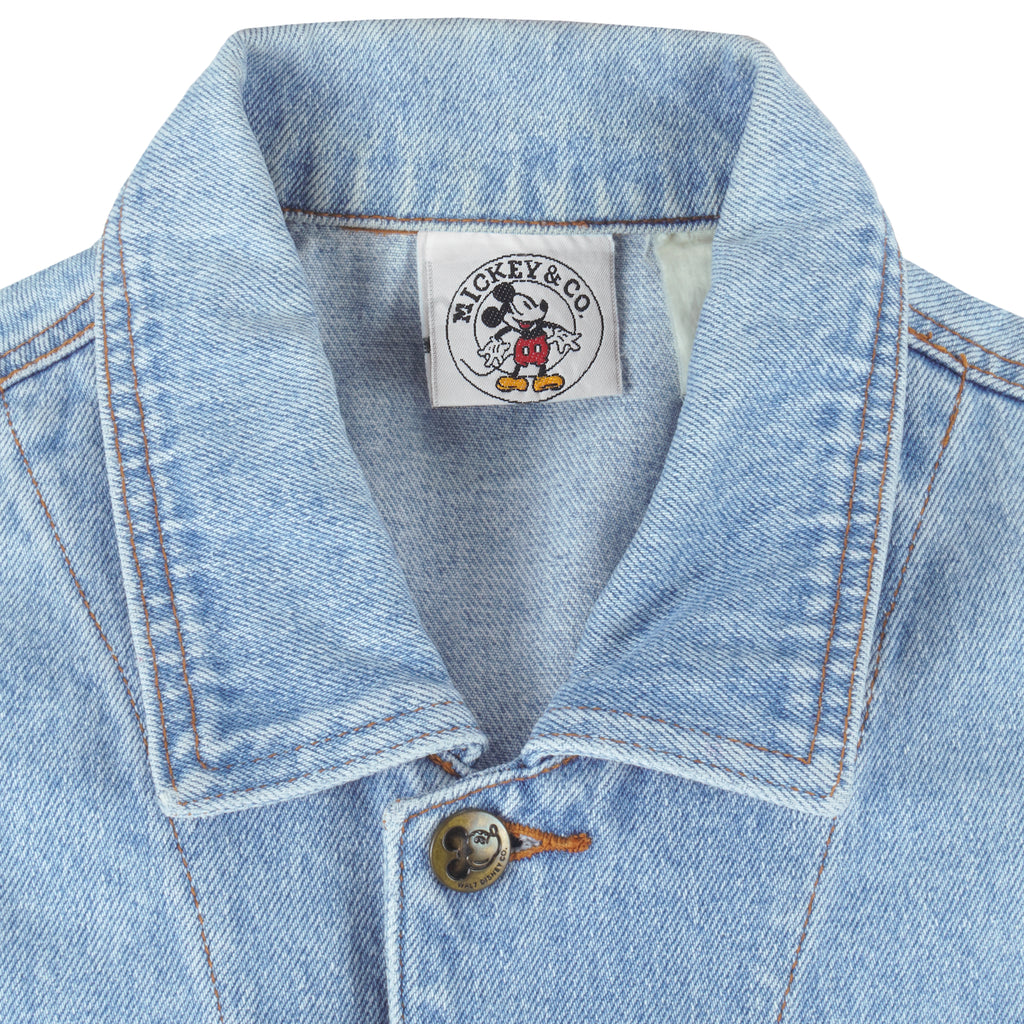Disney - Athletic Mickey Mouse Button-Up Denim Jacket 1990s Medium Vintage Retro
