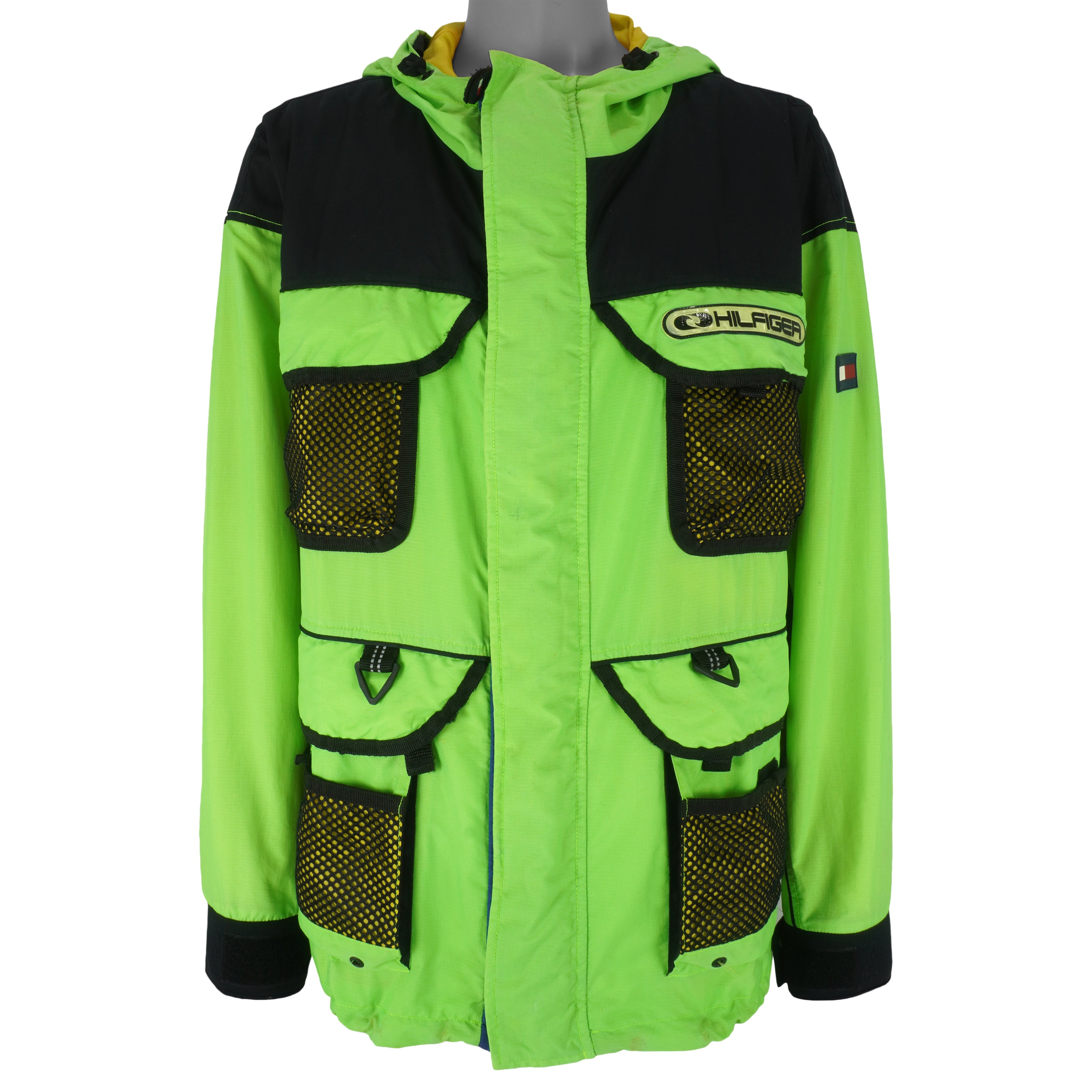 Tommy Hilfiger - Green Zip-Up Hooded Jacket 1990s XX-Large Vintage Retro