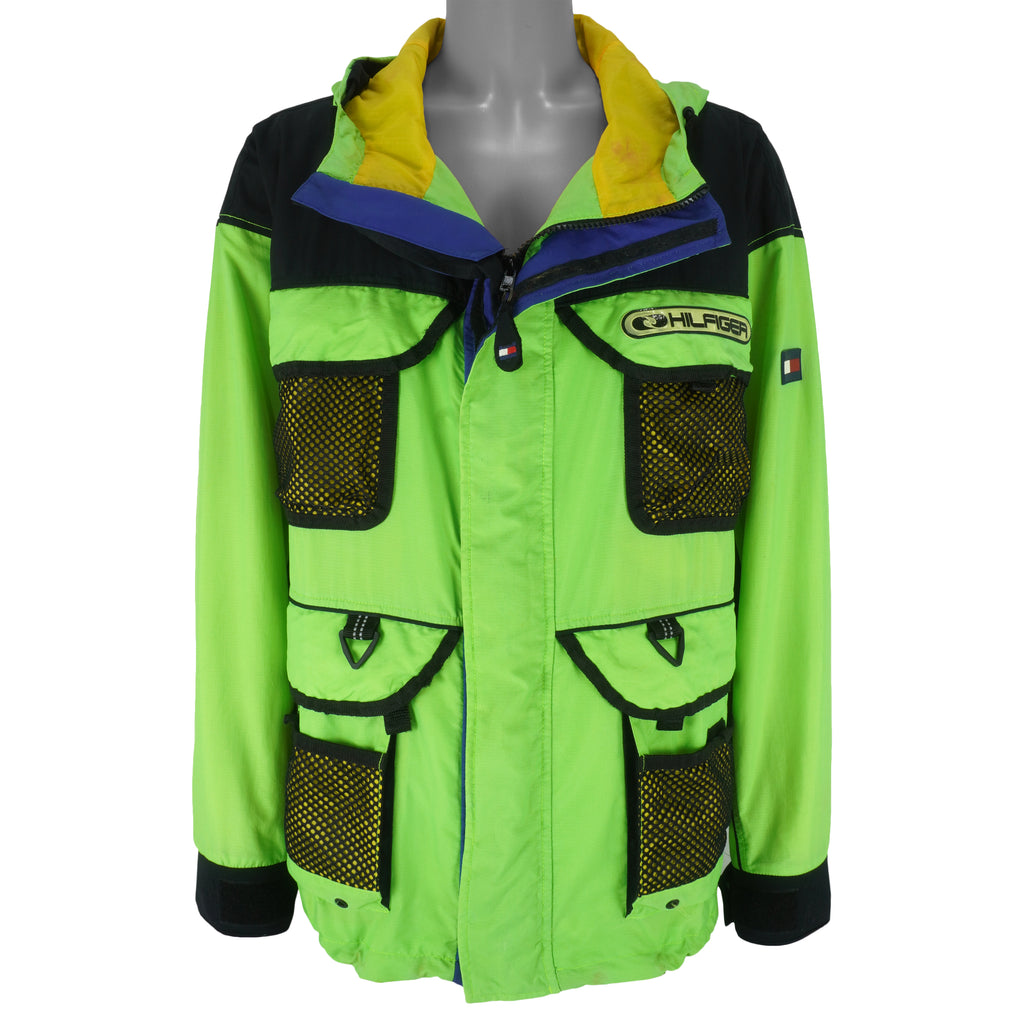 Tommy Hilfiger - Green Zip-Up Hooded Jacket 1990s XX-Large Vintage Retro