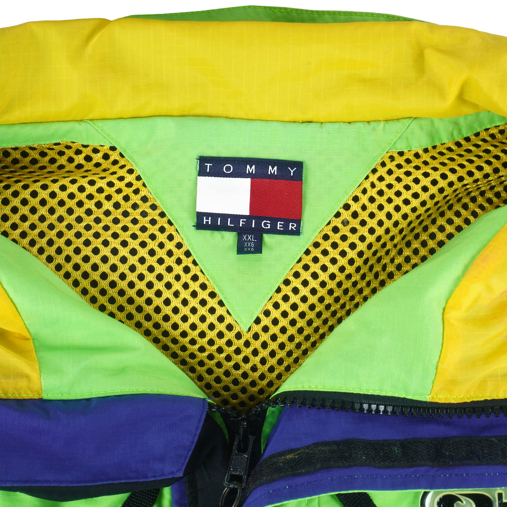 Tommy Hilfiger - Green Zip-Up Hooded Jacket 1990s XX-Large Vintage Retro