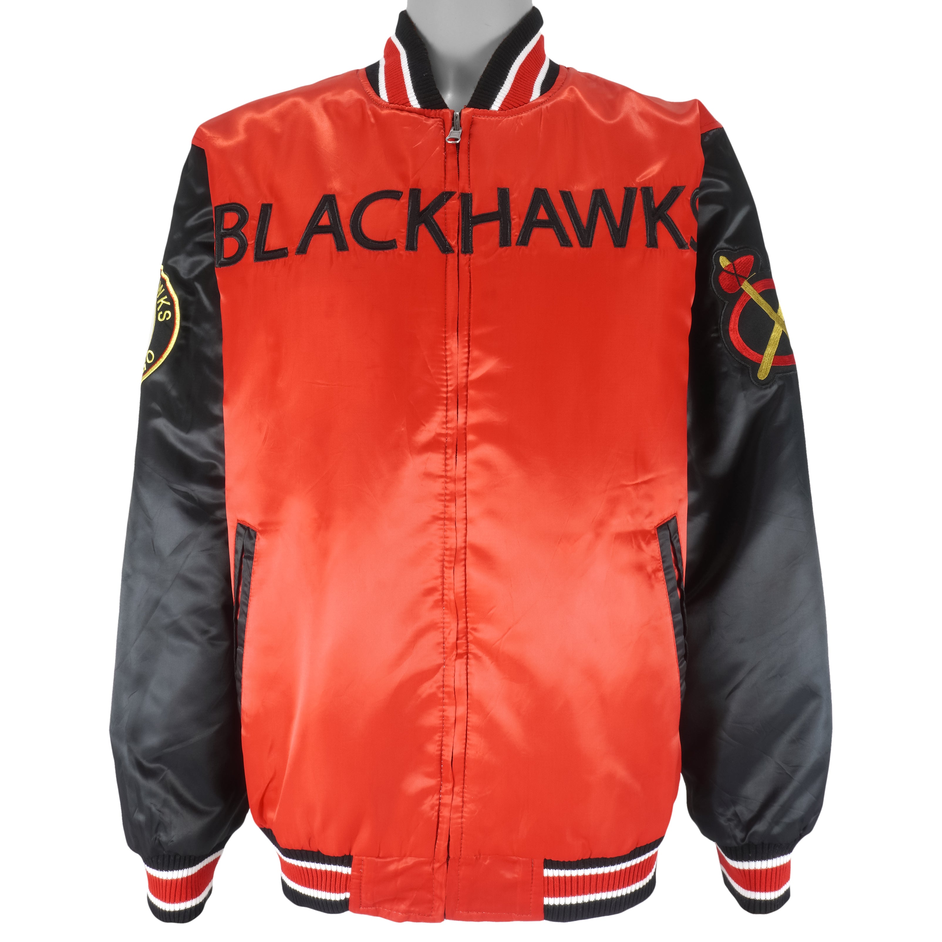 NHL - Chicago Blackhawks Reversible Satin Jacket Large Vintage Retro Hockey