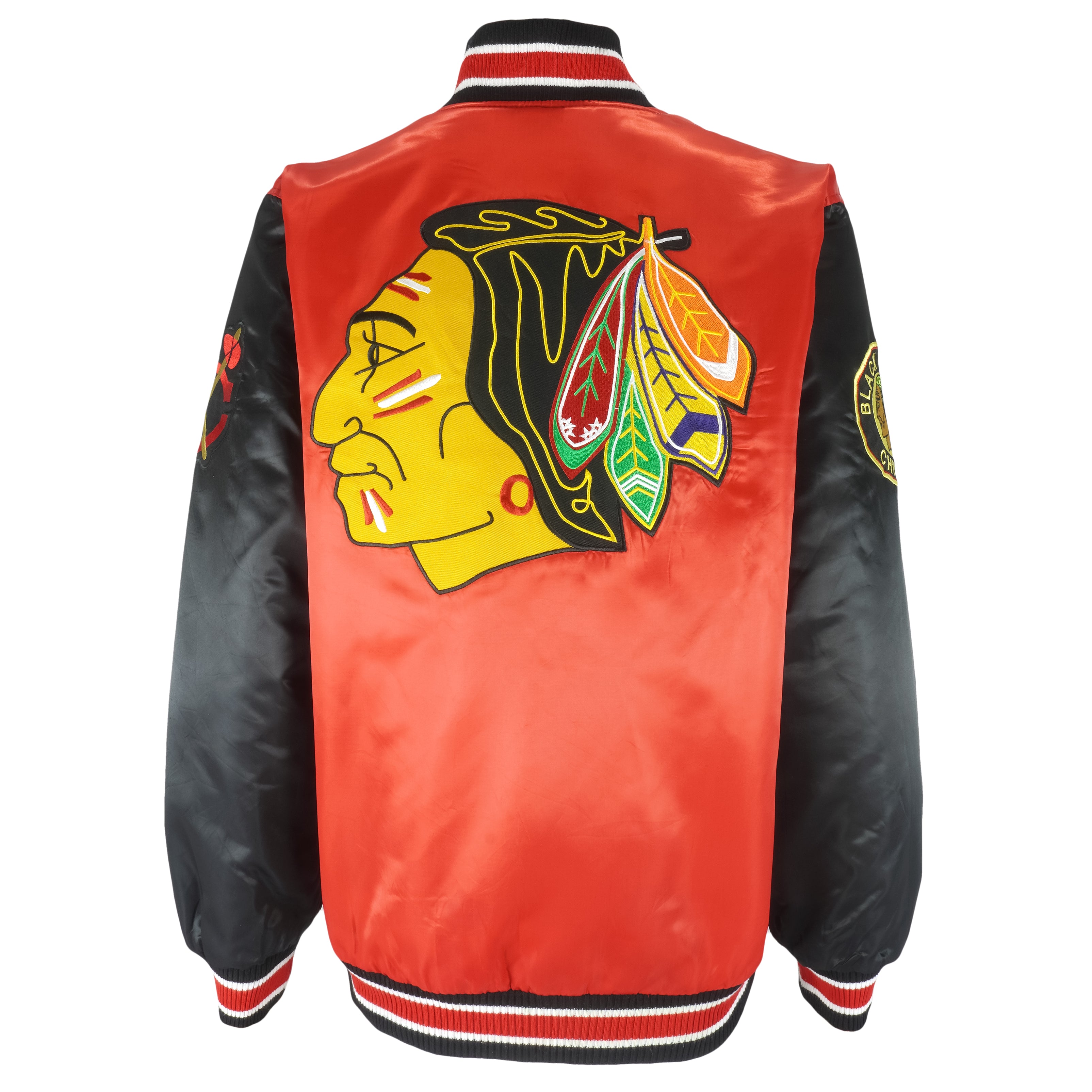 NHL - Chicago Blackhawks Reversible Satin Jacket Large Vintage Retro Hockey