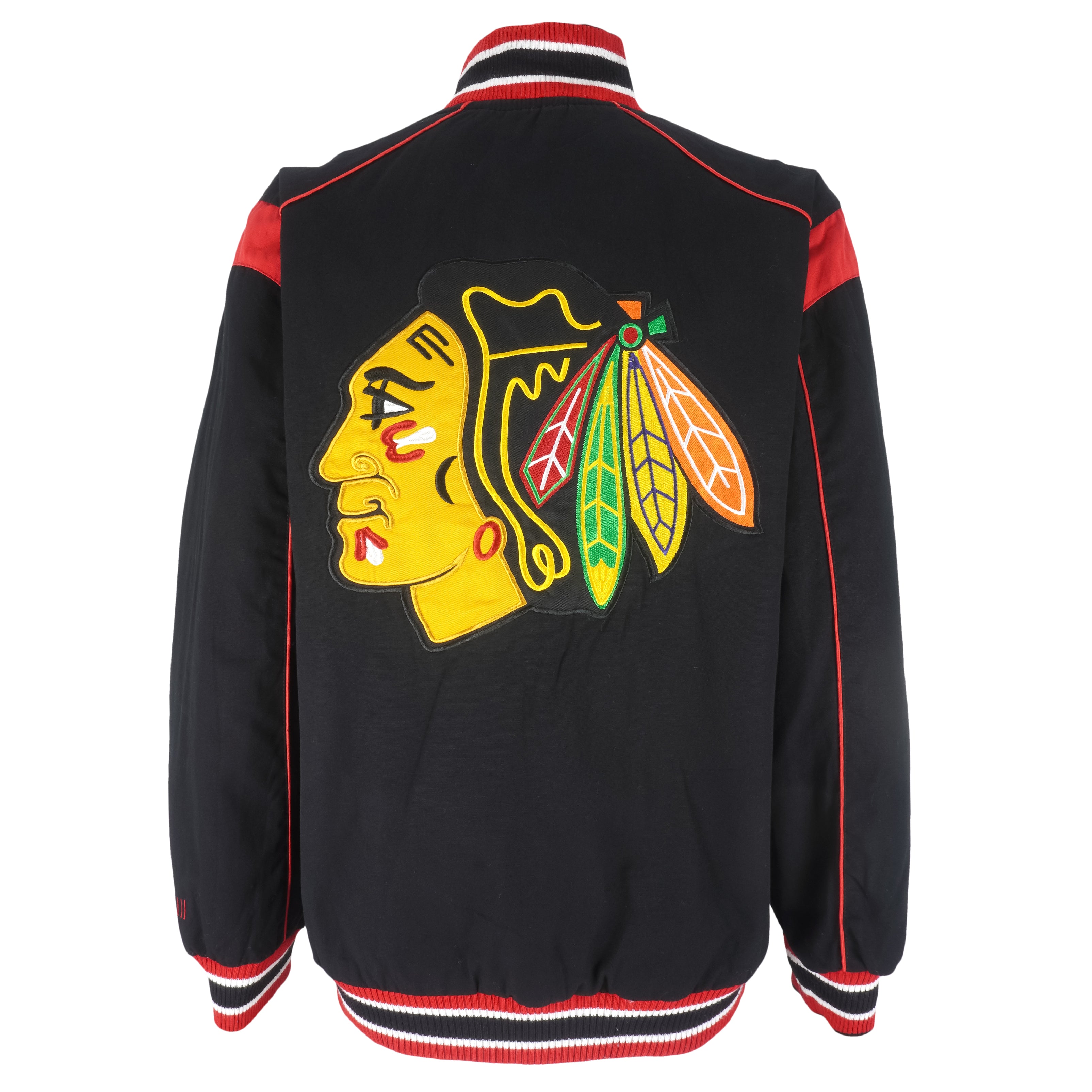 NHL - Chicago Blackhawks Reversible Satin Jacket 1990s Large Vintage Retro Hockey