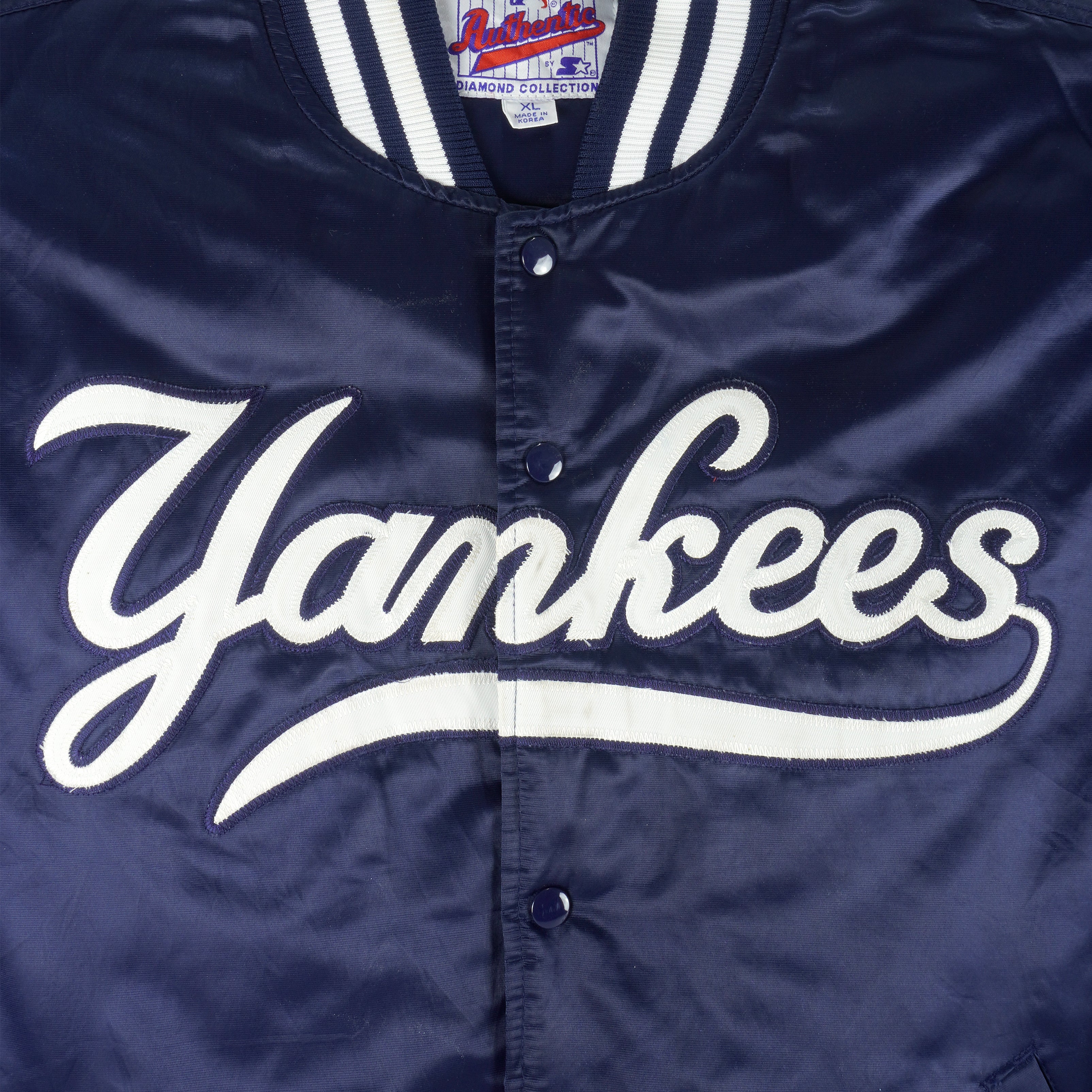 Starter - New York Yankees Diamond Collection Satin Jacket 1990s X-Large Vintage Retro Baseball