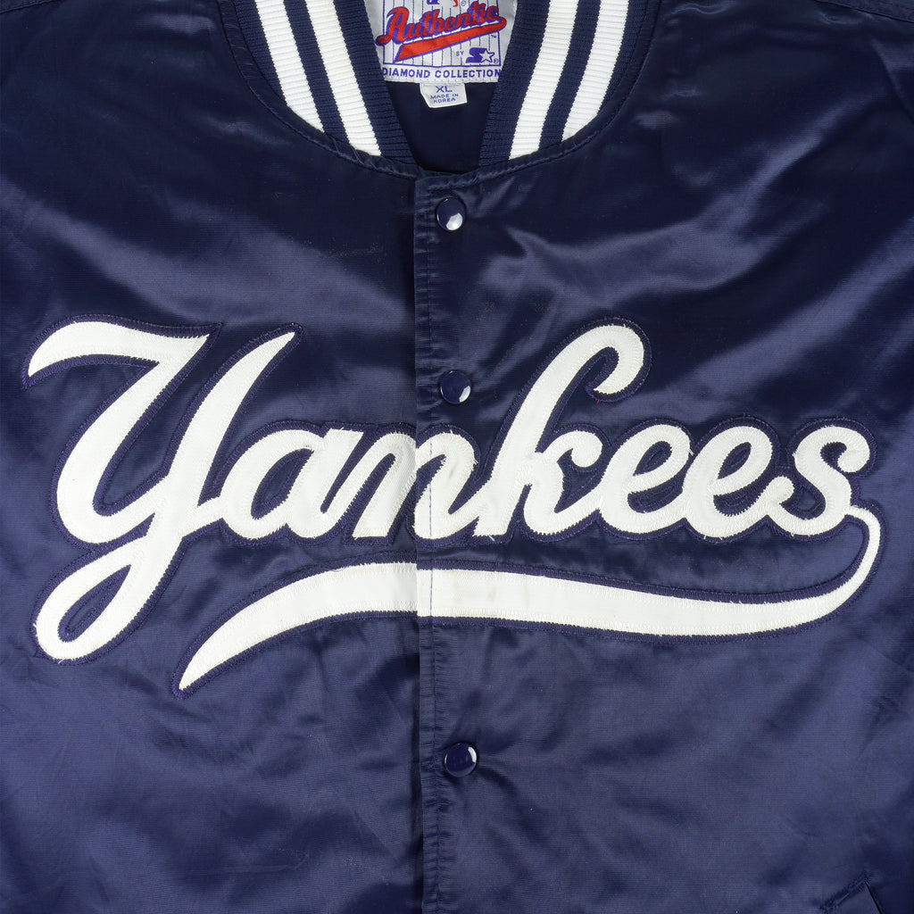 Starter - New York Yankees Diamond Collection Satin Jacket 1990s X-Large Vintage Retro Baseball
