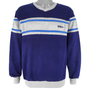 Wilson - Blue Crew Neck Sweatshirt 1990s Medium Vintage Retro