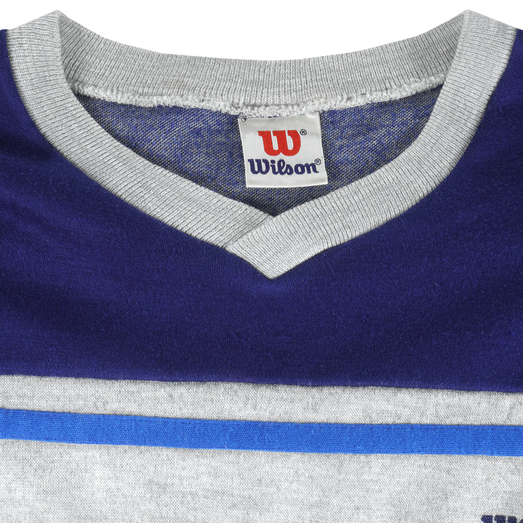 Wilson - Blue Crew Neck Sweatshirt 1990s Medium Vintage Retro