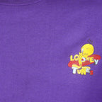 Looney Tunes - Purple Tweety Crew Neck Sweatshirt 1990s X-Large Vintage Retro