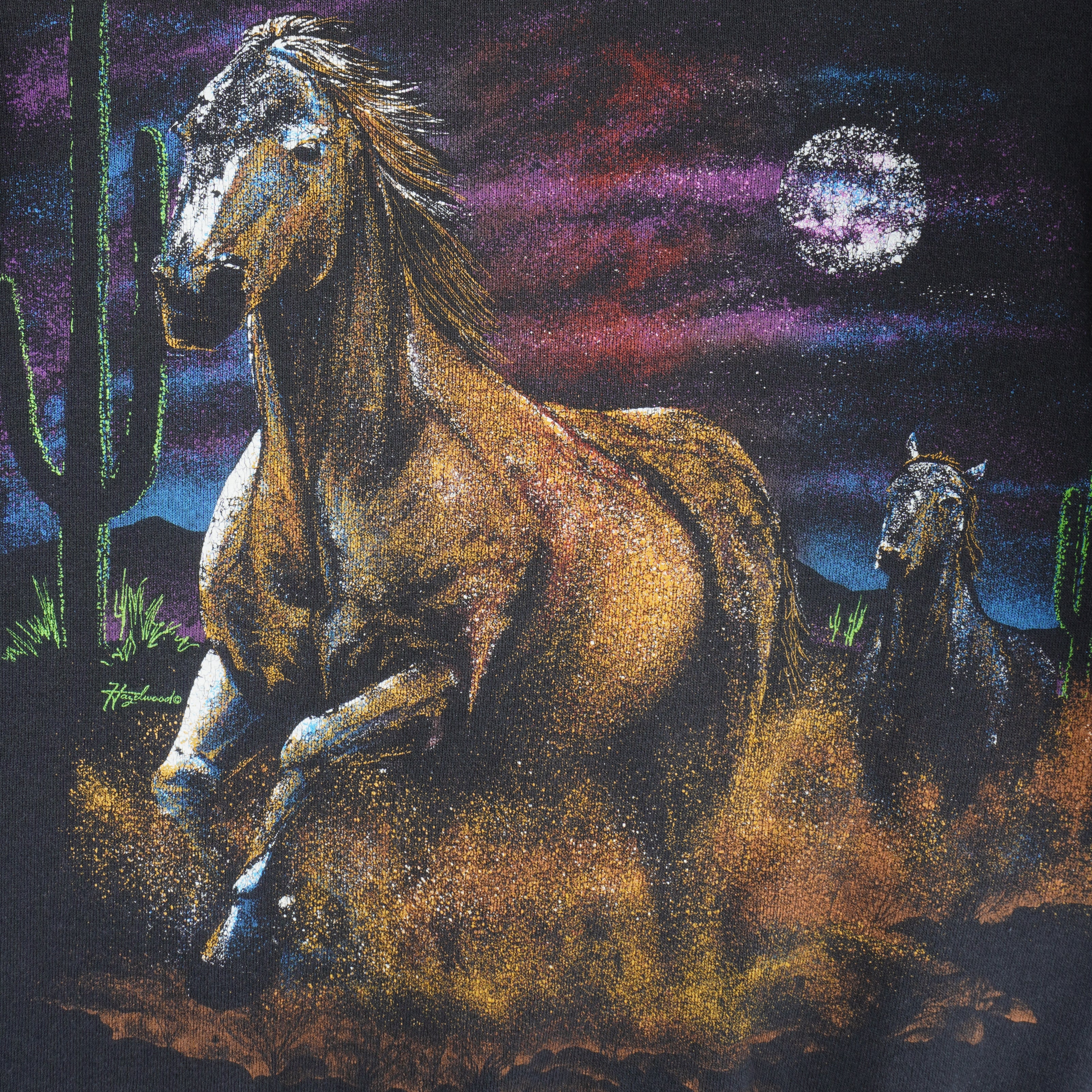 Vintage - Horses & Moon Crew Neck Sweatshirt 1990s Medium Vintage Retro