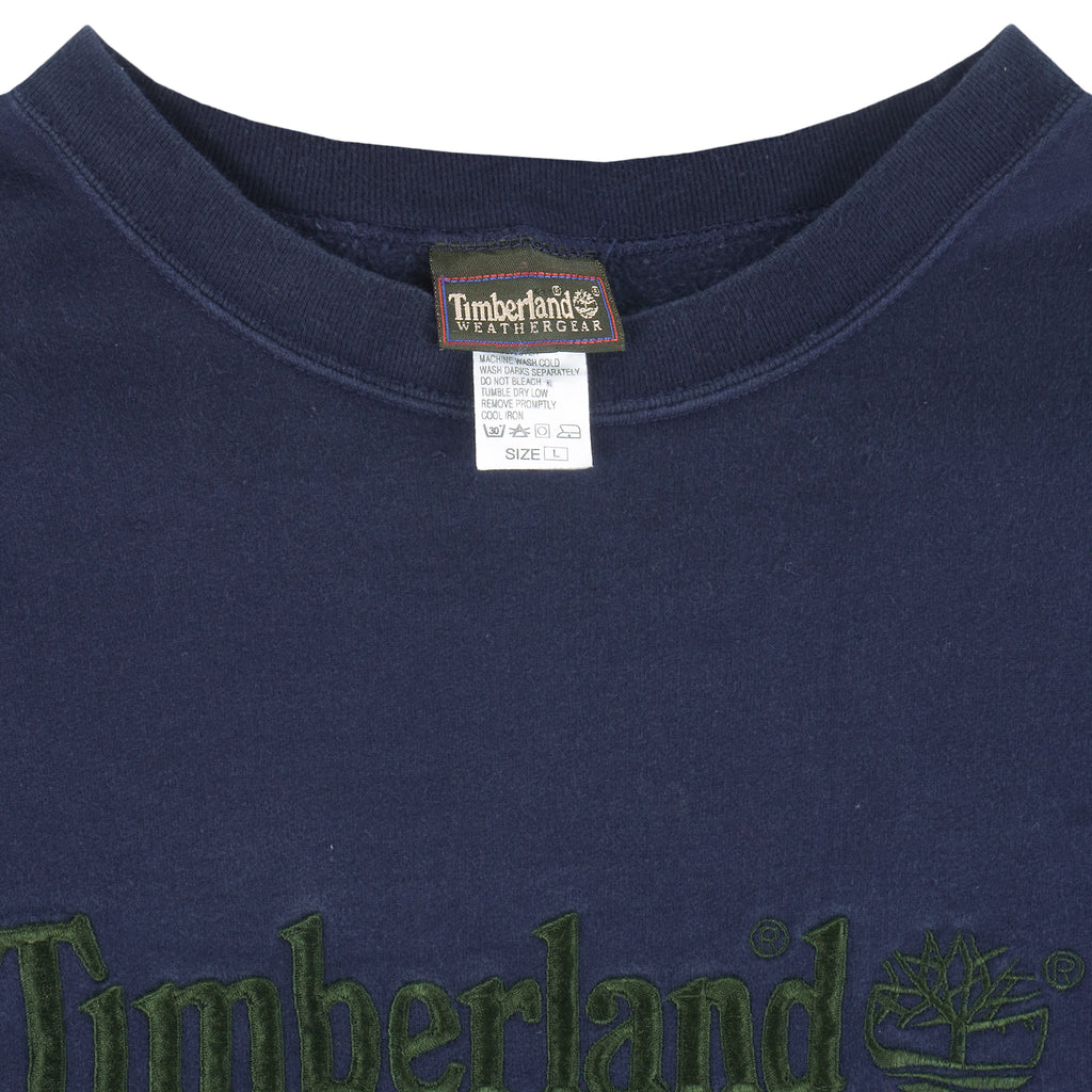 Timberland - Blue Wind Water Earth and Sky Crew Neck Sweatshirt 1990s Large Vintage Retro