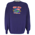 Budweiser (Defoor) - Blue Bud World Crew Neck Sweatshirt 1990s X-Large Vintage Retro
