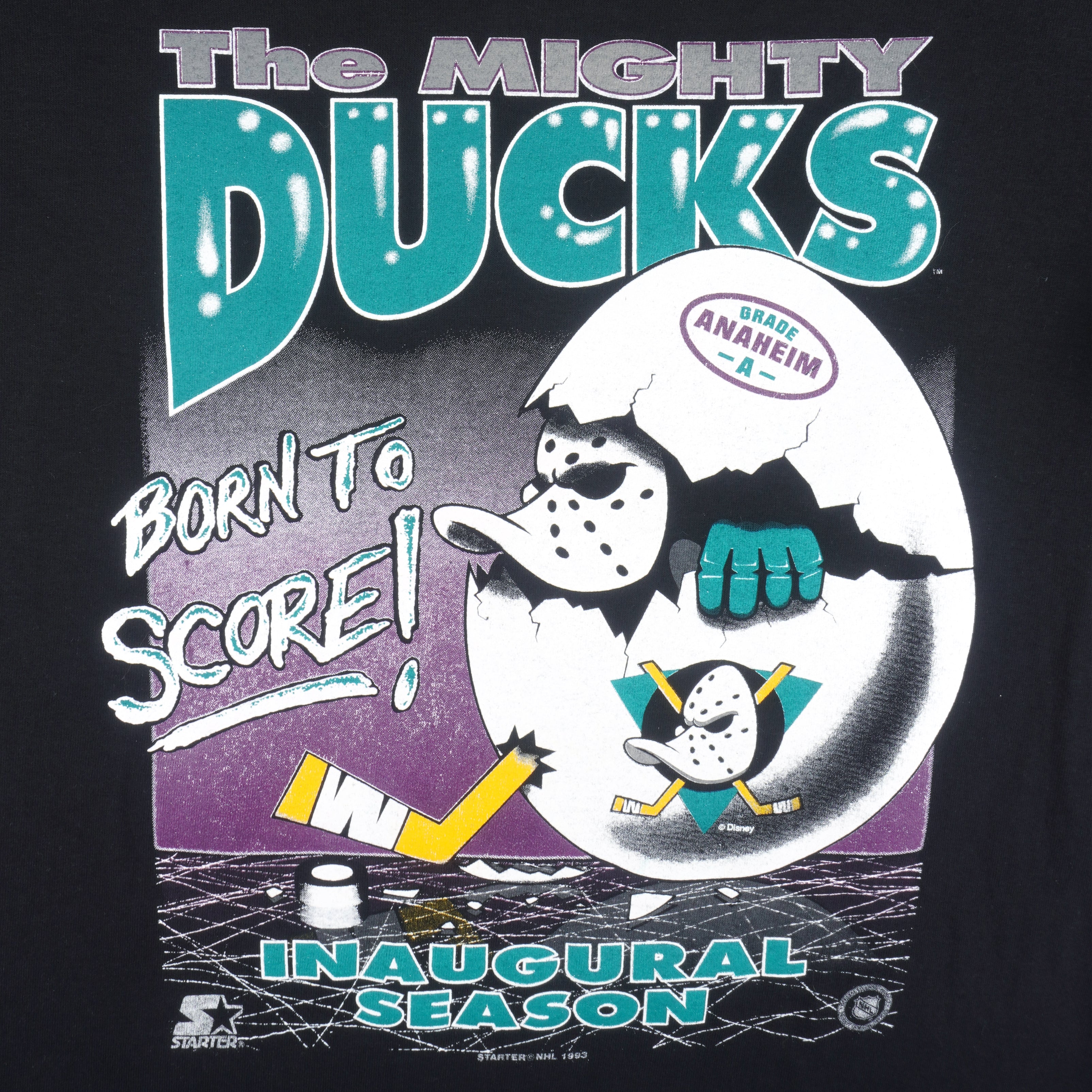 Starter - The Mighty Ducks Born To Score T-Shirt 1993 X-Large Vintage Retro Hockey