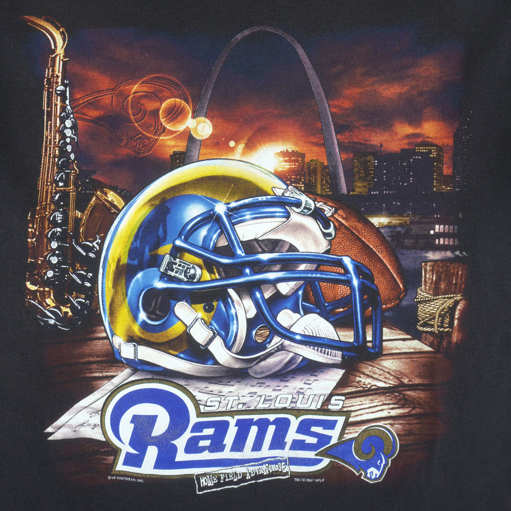 NFL (Lee) - Black St. Louis Rams Big Logo T-Shirt 2001 Large Vintage Retro Football