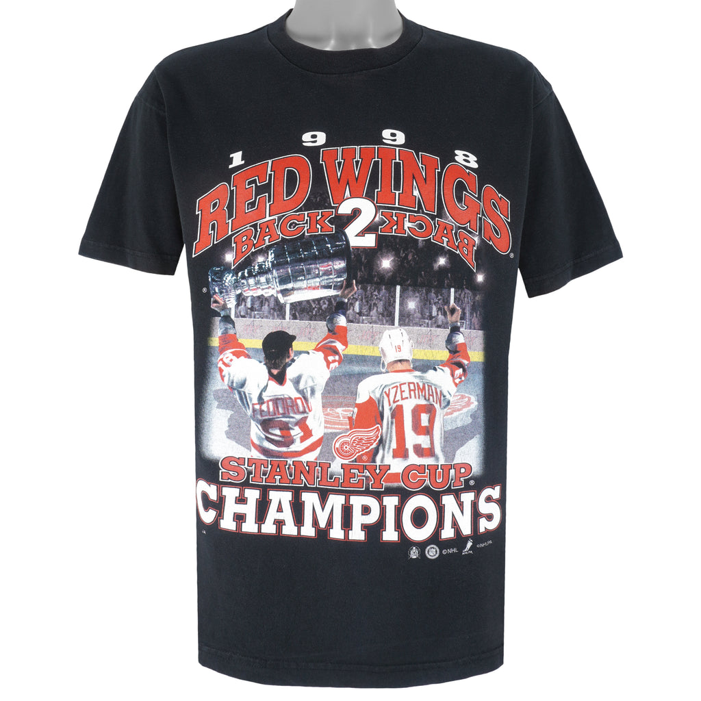 NHL (Sport)- Detroit Red Wings Back To Back Champions T-Shirt 1998 Large Vintage Retro Hockey