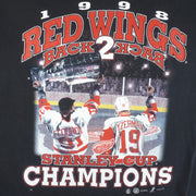 NHL (Sport)- Detroit Red Wings Back To Back Champions T-Shirt 1998 Large Vintage Retro Hockey