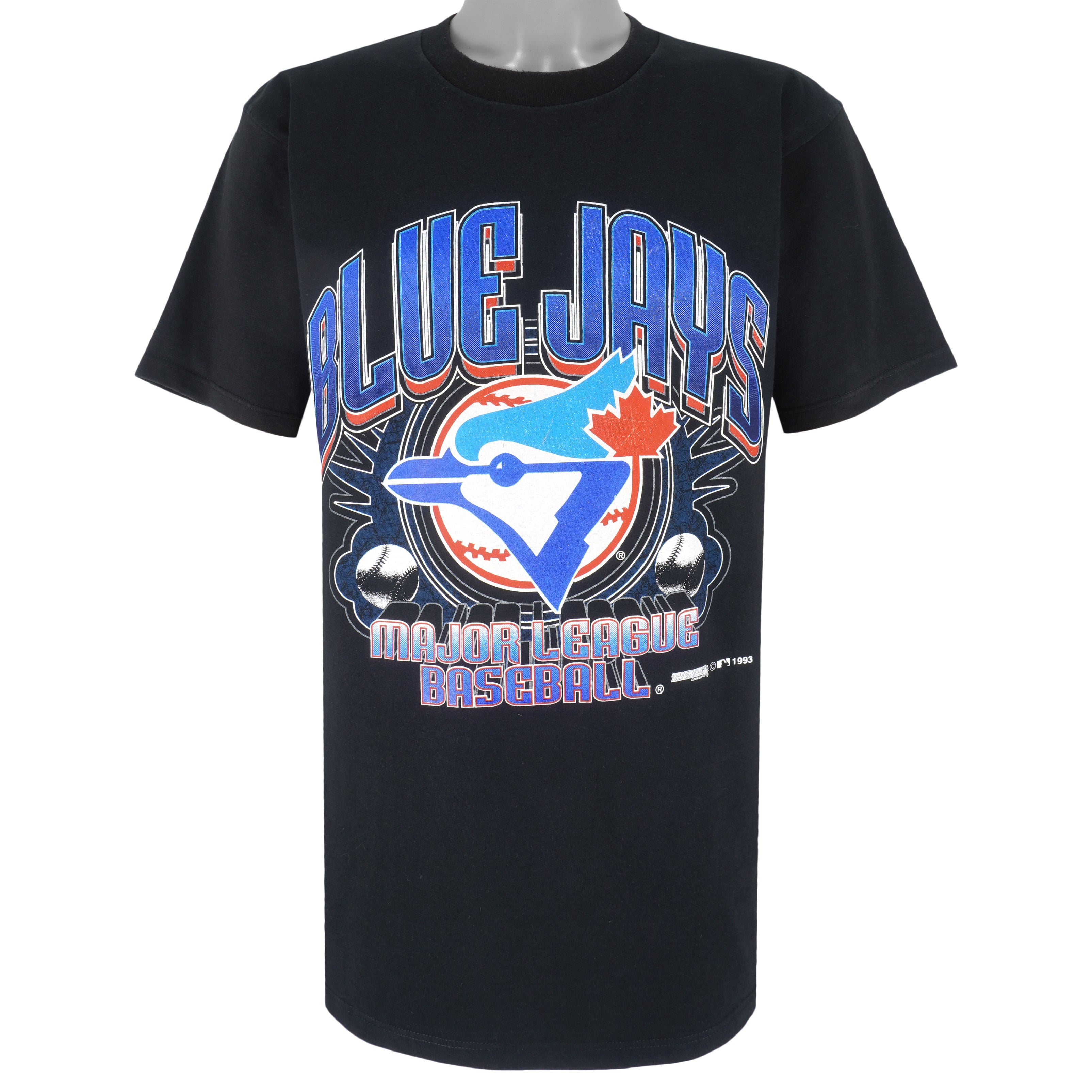 MLB (Trench) - Blue jays Big Logo Champions T-Shirt 1993 Large Vintage Retro Baseball