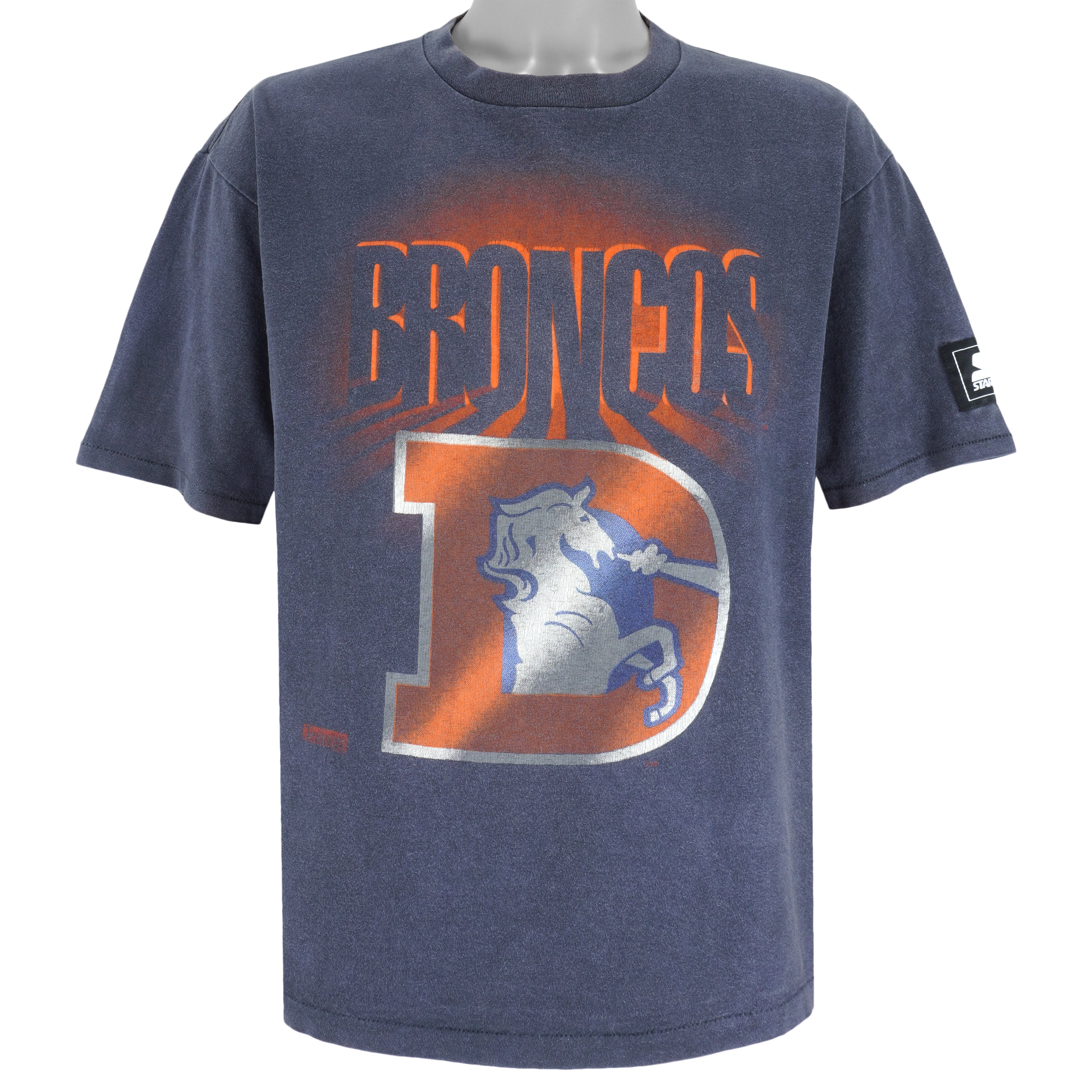 Starter - Denver Broncos Single Stitch T-Shirt 1990s Large Vintage Retro Football