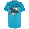 NHL - Blue San Jose Sharks Single Stitch T-Shirt 1990s X-Large Vintage Retro Hockey