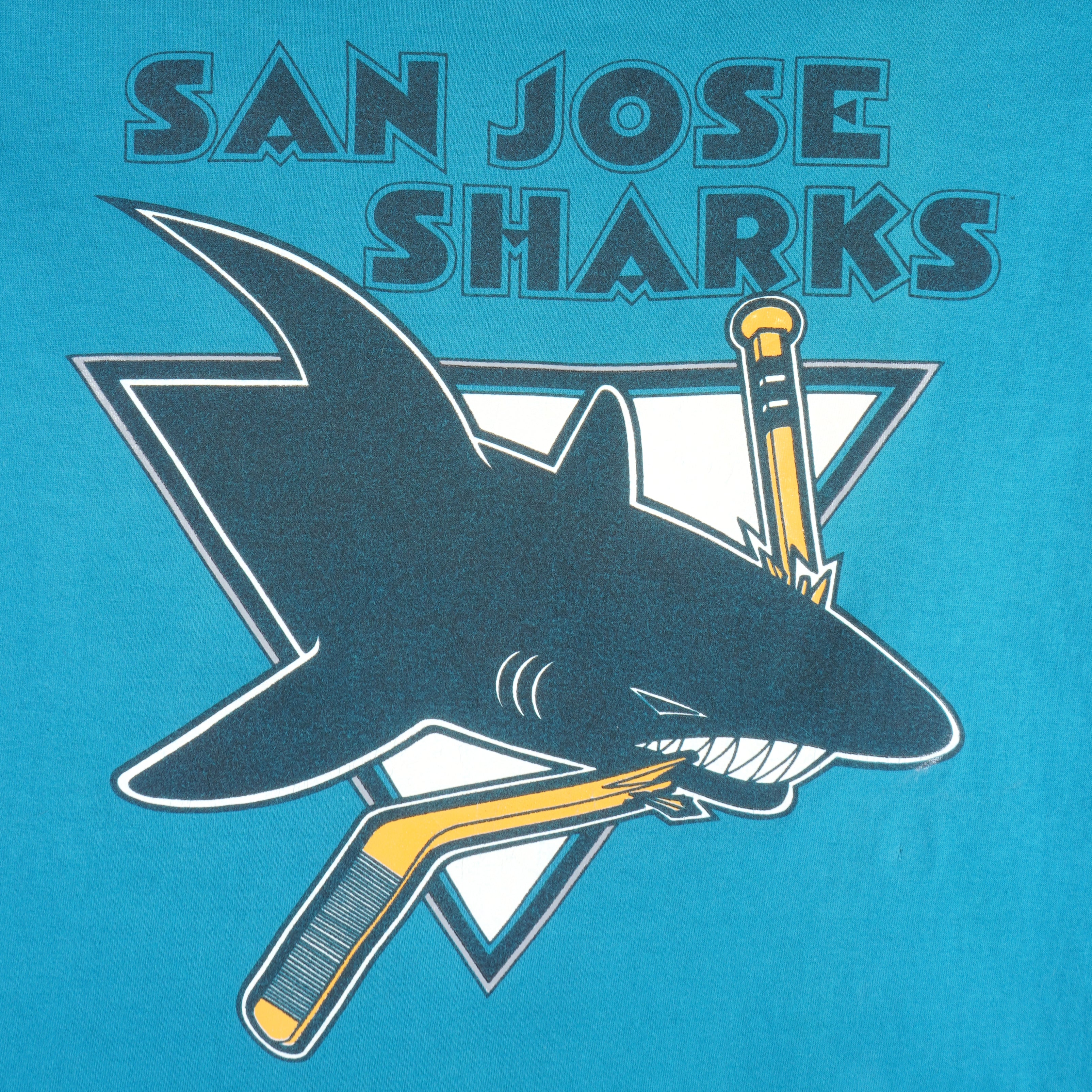 NHL - Blue San Jose Sharks Single Stitch T-Shirt 1990s X-Large Vintage Retro Hockey