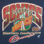 NBA (League Leader) - Seattle SuperSonics Western Conference Champs T-Shirt 1996 Large Vintage Retro Basketball