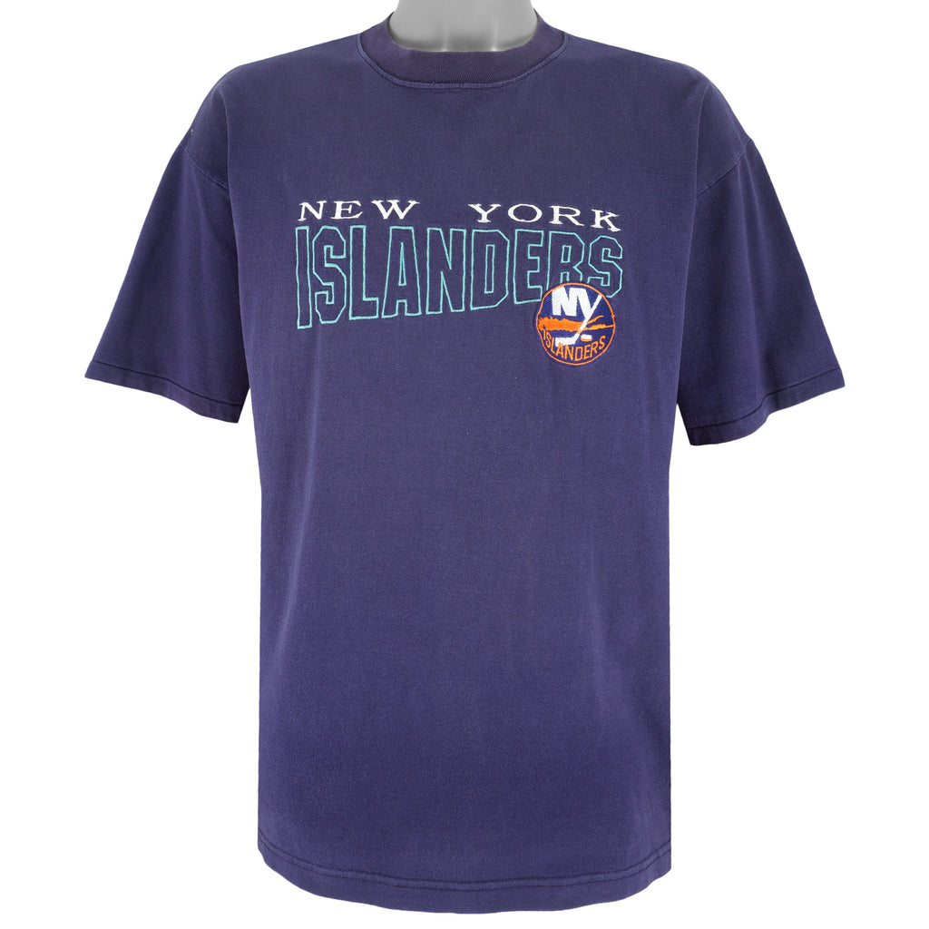 NHL (Dogger) - New York Islanders Embroidered T-Shirt 1990s Large Vintage Retro Hockey