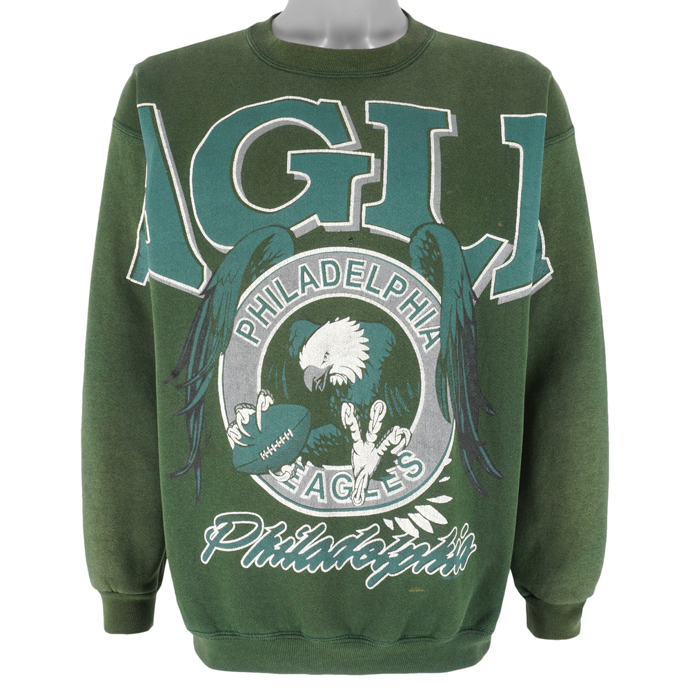 NFL - Philadelphia Eagles Big Spell-Out Crew Neck Sweatshirt 1990s X-Large Vintage Football