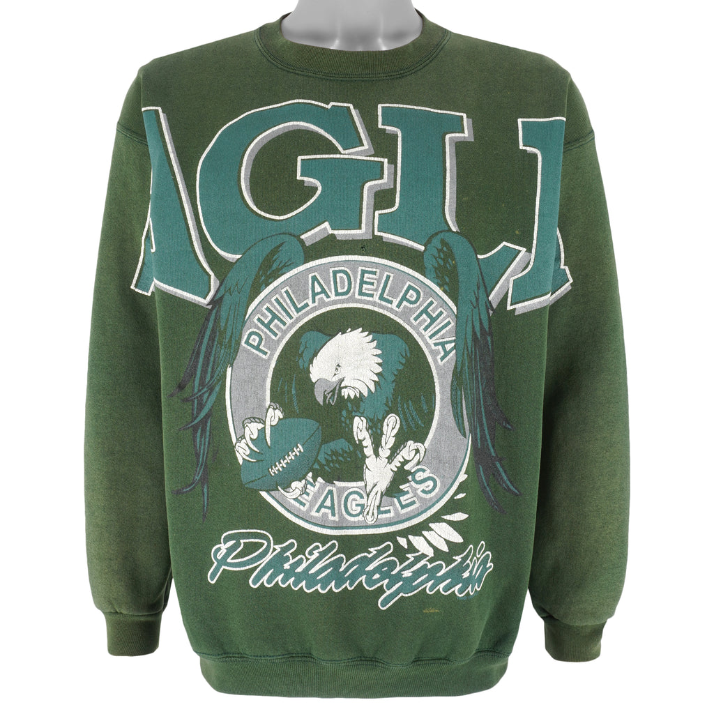 NFL - Philadelphia Eagles Big Spell-Out Crew Neck Sweatshirt 1990s X-Large Vintage Football