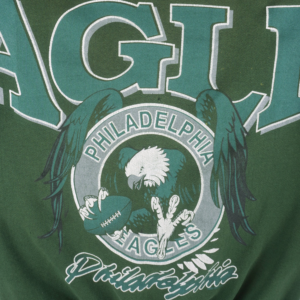 NFL - Philadelphia Eagles Big Spell-Out Crew Neck Sweatshirt 1990s X-Large Vintage Football