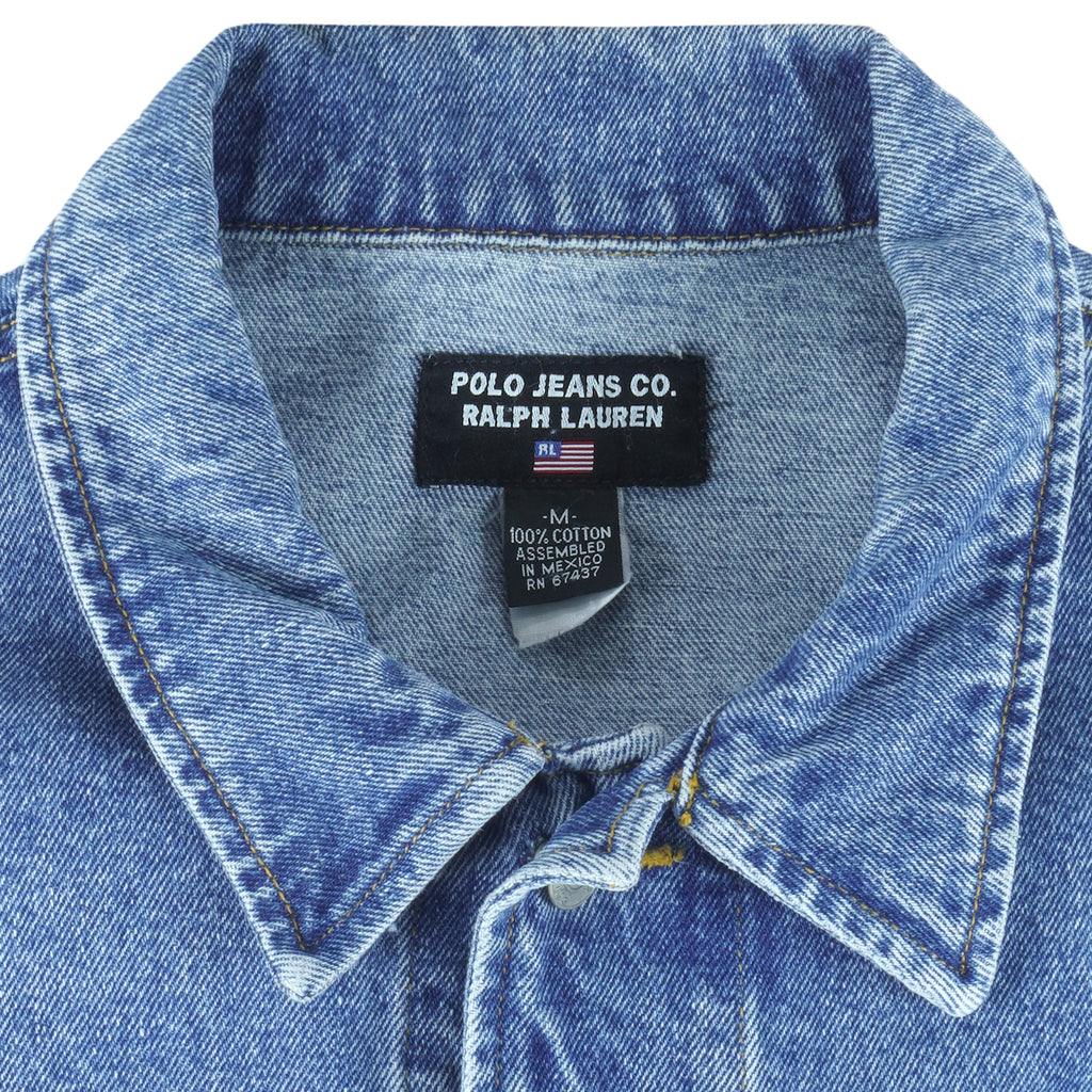 Ralph Lauren (Polo) - Blue Button-Up Denim Jacket 1990s Medium Vintage Retro