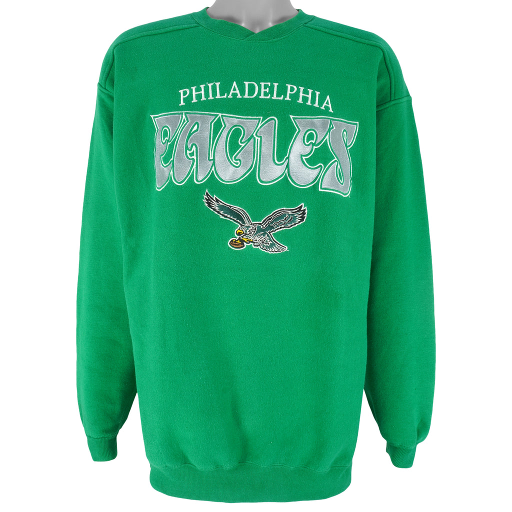NFL (Galt Sand) - Philadelphia Eagles Embroidered Spell-Out Crew Neck Sweatshirt 1990s Medium Vintage Football