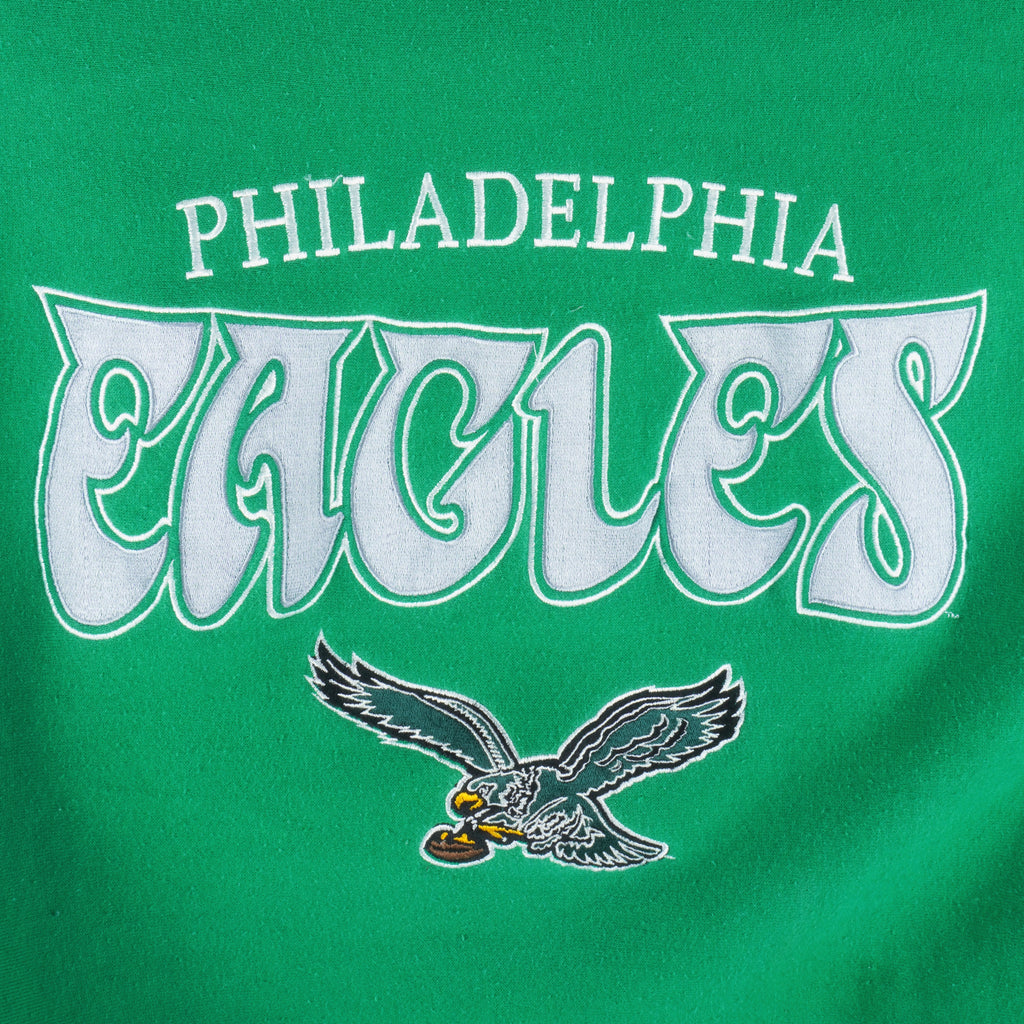 NFL (Galt Sand) - Philadelphia Eagles Embroidered Spell-Out Crew Neck Sweatshirt 1990s Medium Vintage Football